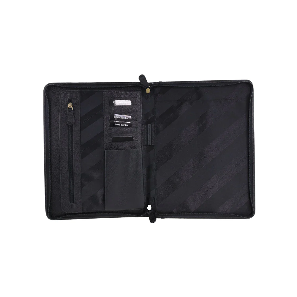 Pierre Cardin Unisex Leather A4 Business Notepad/Folio Case Black - Image 3