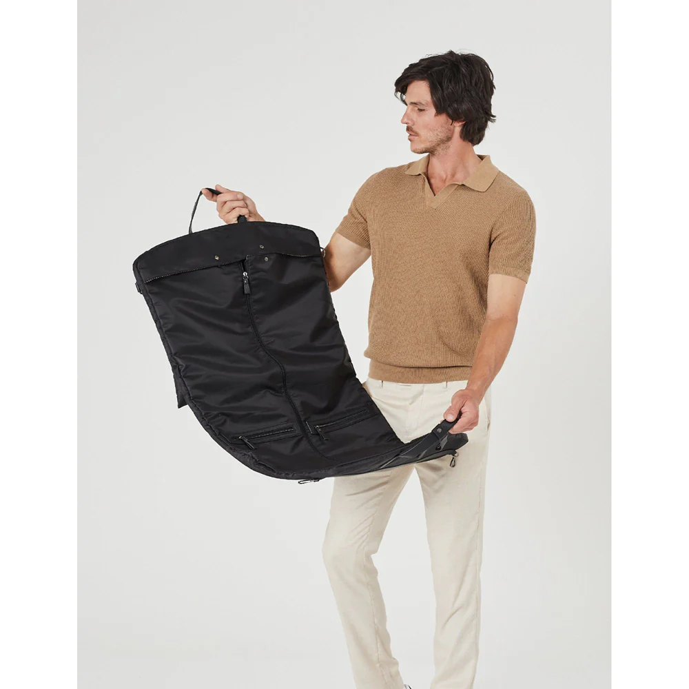 Pierre Cardin Unisex Nylon Overnight Garment Travel/Business Bag Black - Image 6