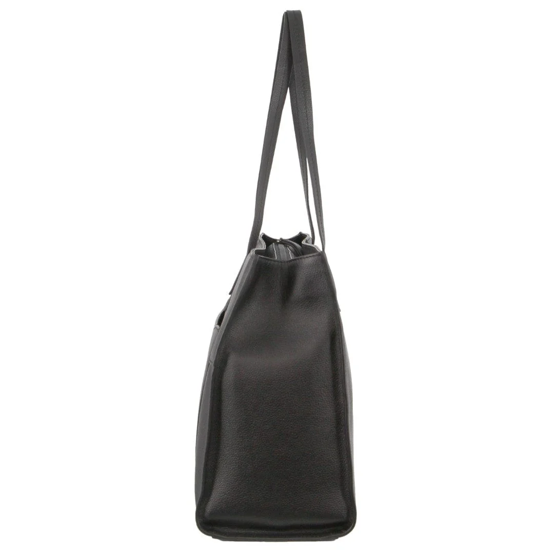 Pierre Cardin Women's Casual Leather Shoulder Tote Bag 39.5x27.5cm Black - Image 4