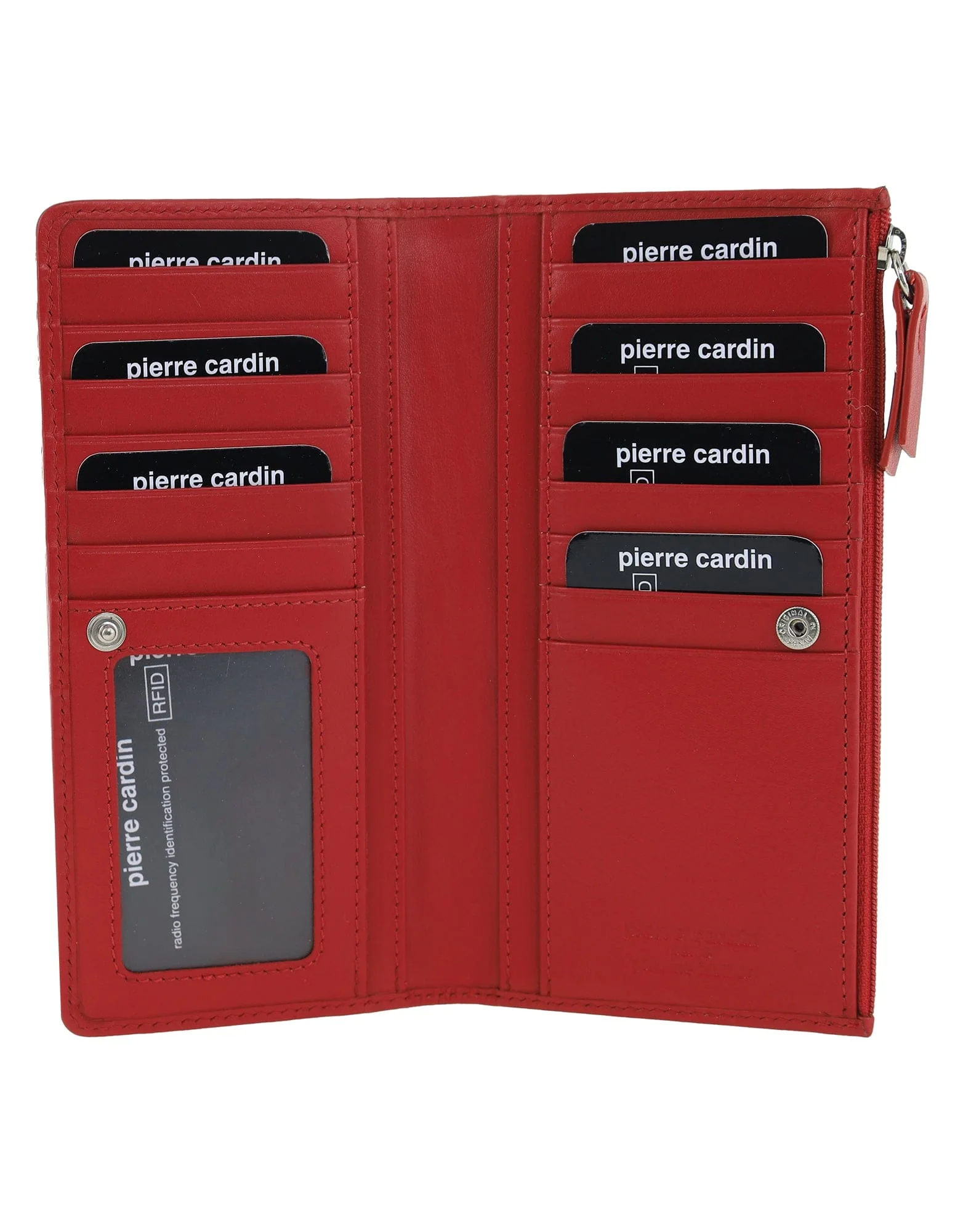 Pierre Cardin Women's Genuine Leather Bi-Fold Protected RFID Wallet Red - Image 3