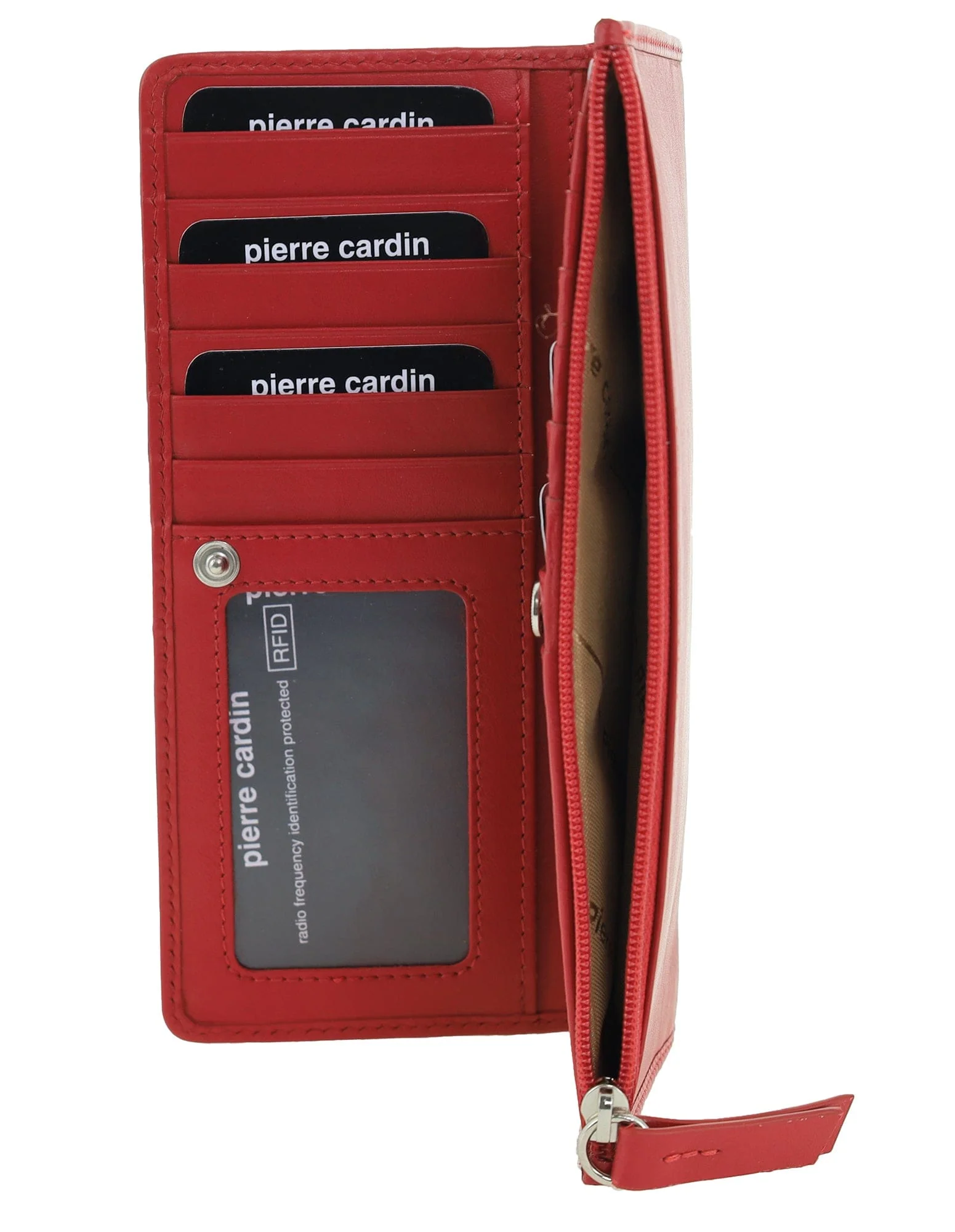 Pierre Cardin Women's Genuine Leather Bi-Fold Protected RFID Wallet Red - Image 4