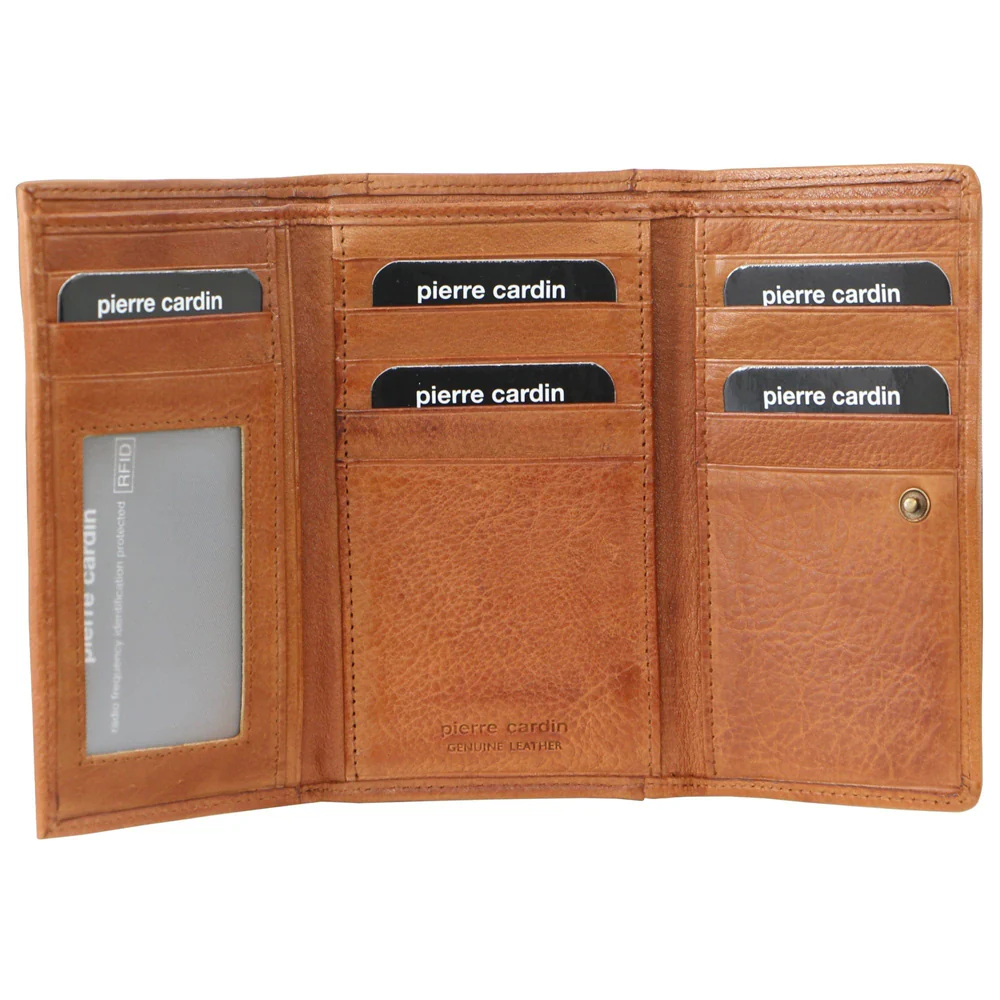 Pierre Cardin Women's Leather Tri-Fold Protected RFID Wallet 14cm Cognac - Image 2