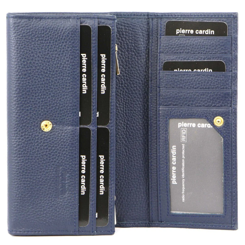 Pierre Cardin Women's Rustic Leather Protected RFID Wallet 19cm Navy - Image 2