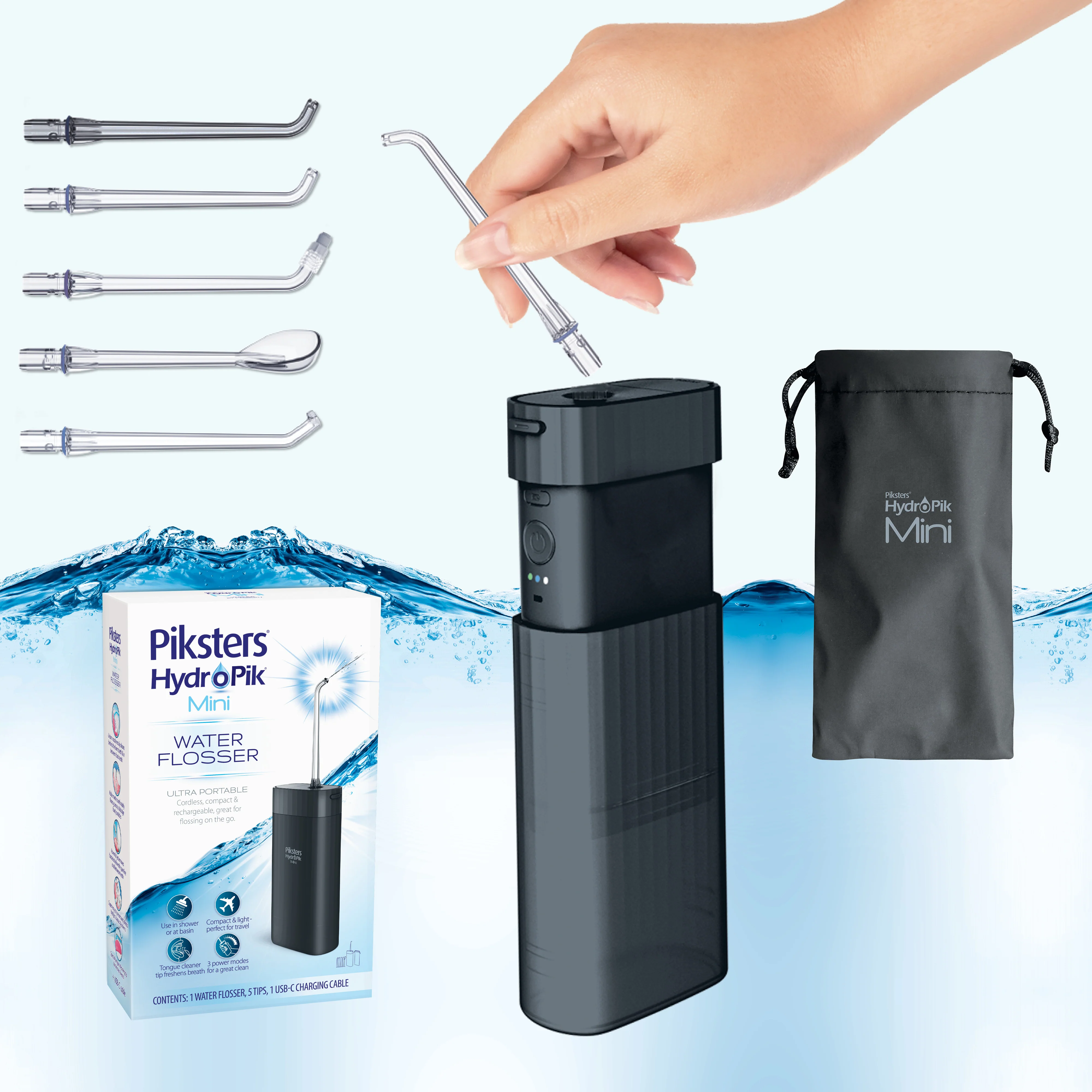 Piksters HydroPik Mini Water Flosser Black - Image 7