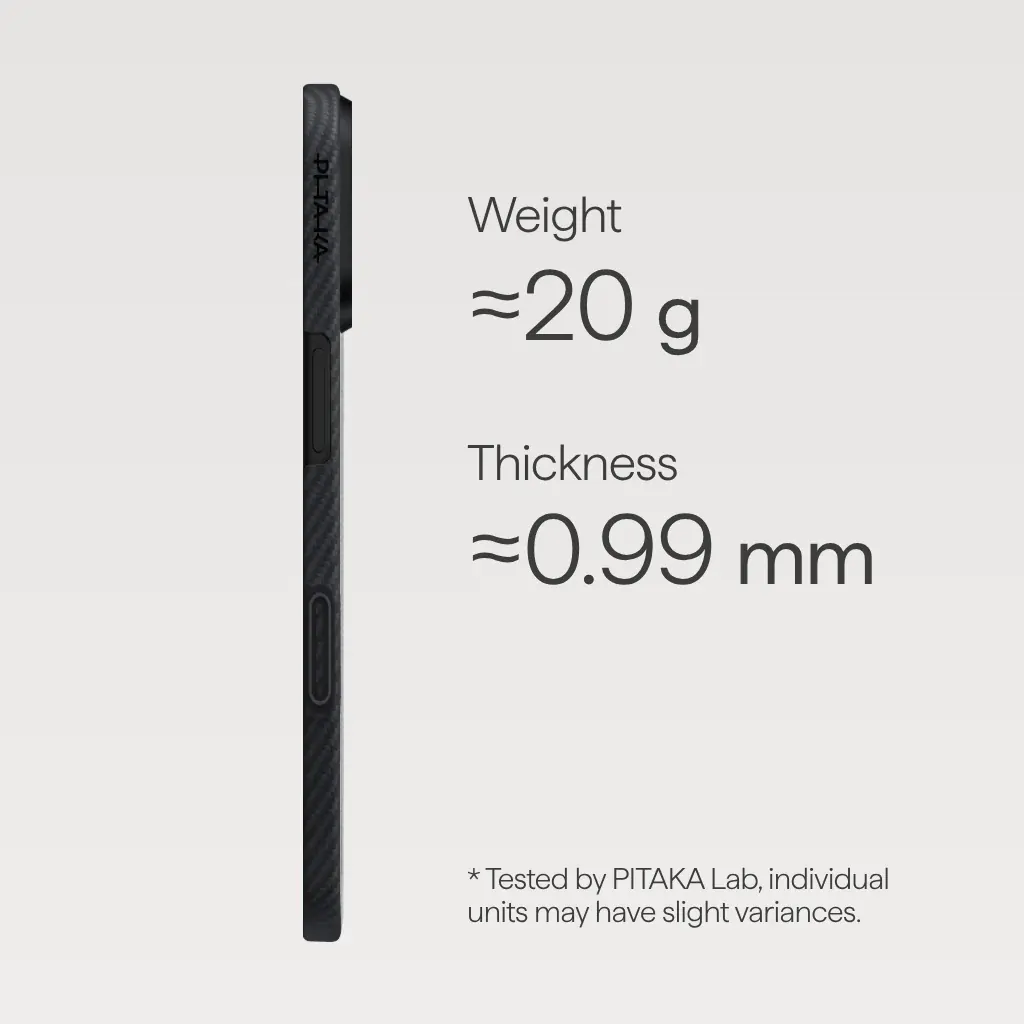PITAKA Aramid Fibre Ultra-Slim Case for iPhone 17 Black/Grey - Image 2