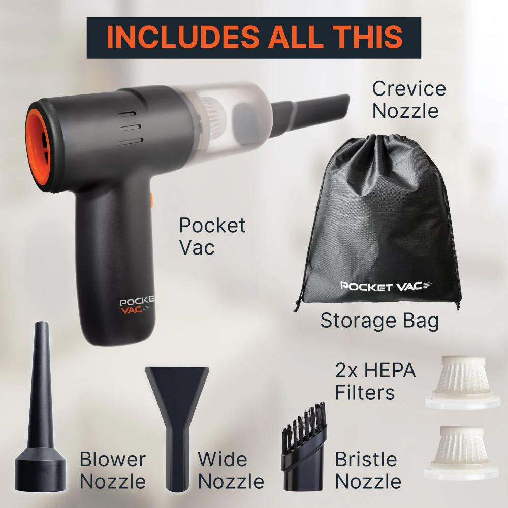 Pocket Vac 2-in-1 Handheld Portable Vacuum & Blower - Image 3