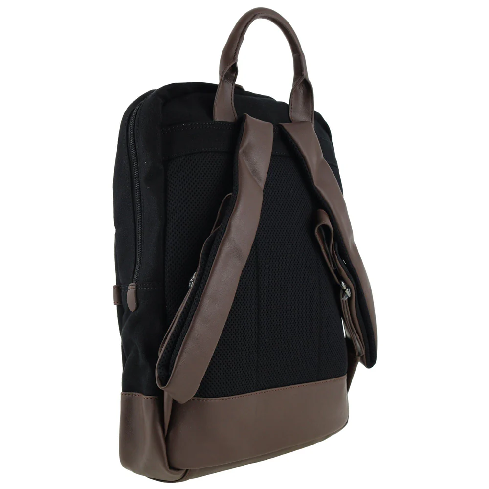 Police Rustic Canvas Laptop Buisness Travel Backpack Bag 35x10x41cm (Black) - Image 3