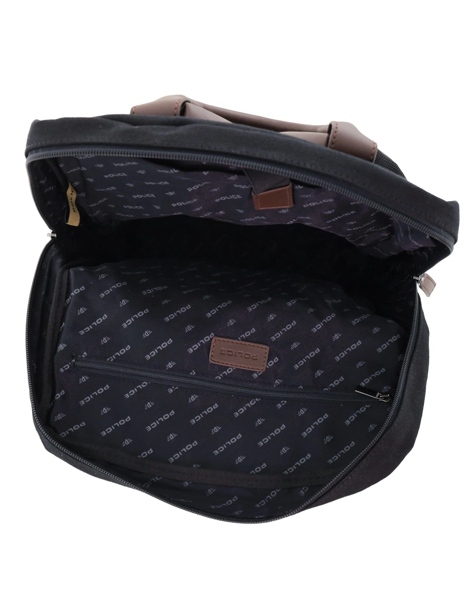 Police Rustic Canvas Laptop Buisness Travel Backpack Bag 35x10x41cm (Black) - Image 4
