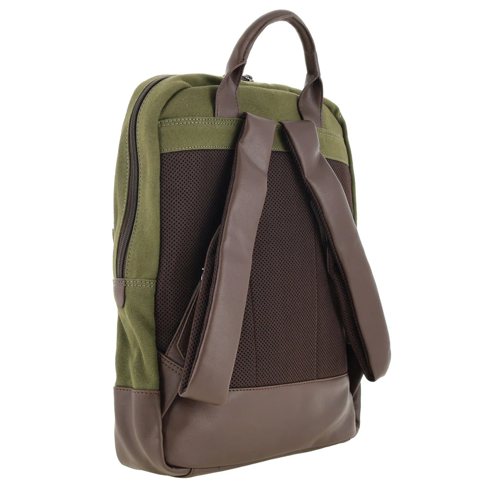 Police Rustic Canvas Laptop Buisness Travel Backpack Bag 35x10x41cm Dark Olive - Image 3