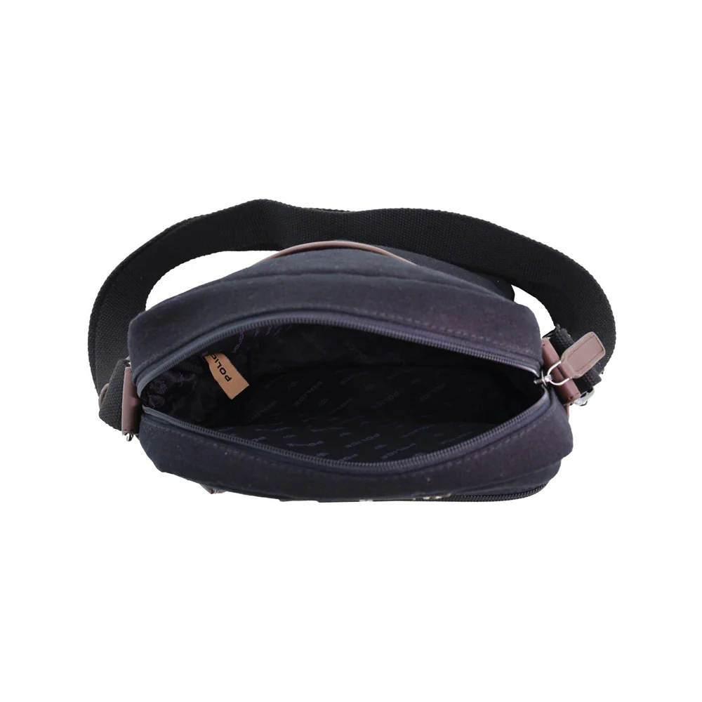 Police Rustic Men's Canvas Messenger Business Shoulder Bag 38cm Black - Image 2