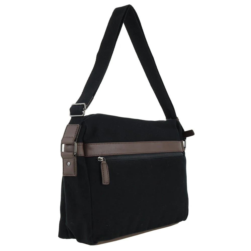 Police Rustic Men's Canvas Messenger Business Shoulder Bag 38cm Black - Image 3