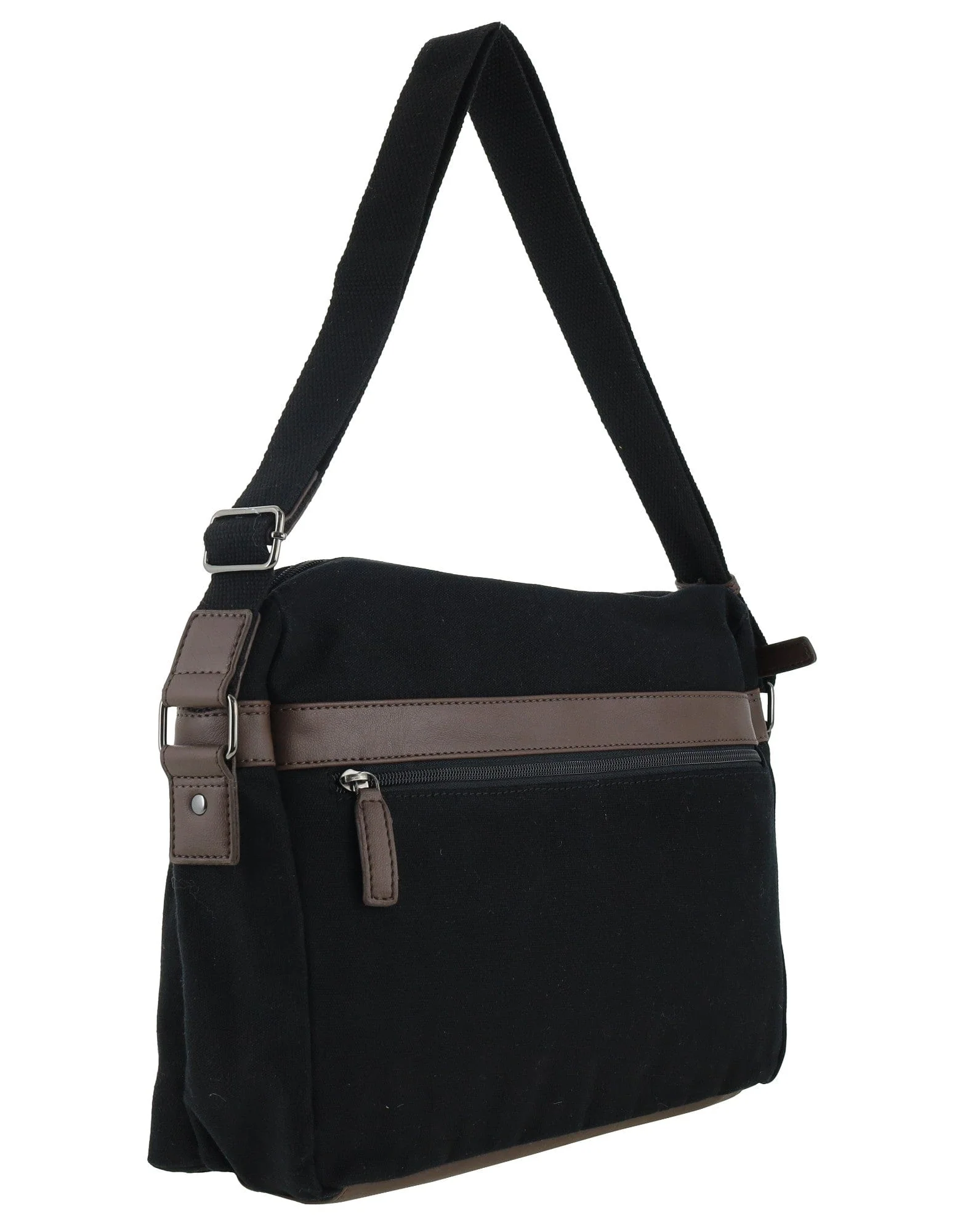 Police Rustic Men's Canvas Messenger Business Shoulder Bag 38cm Black - Image 5