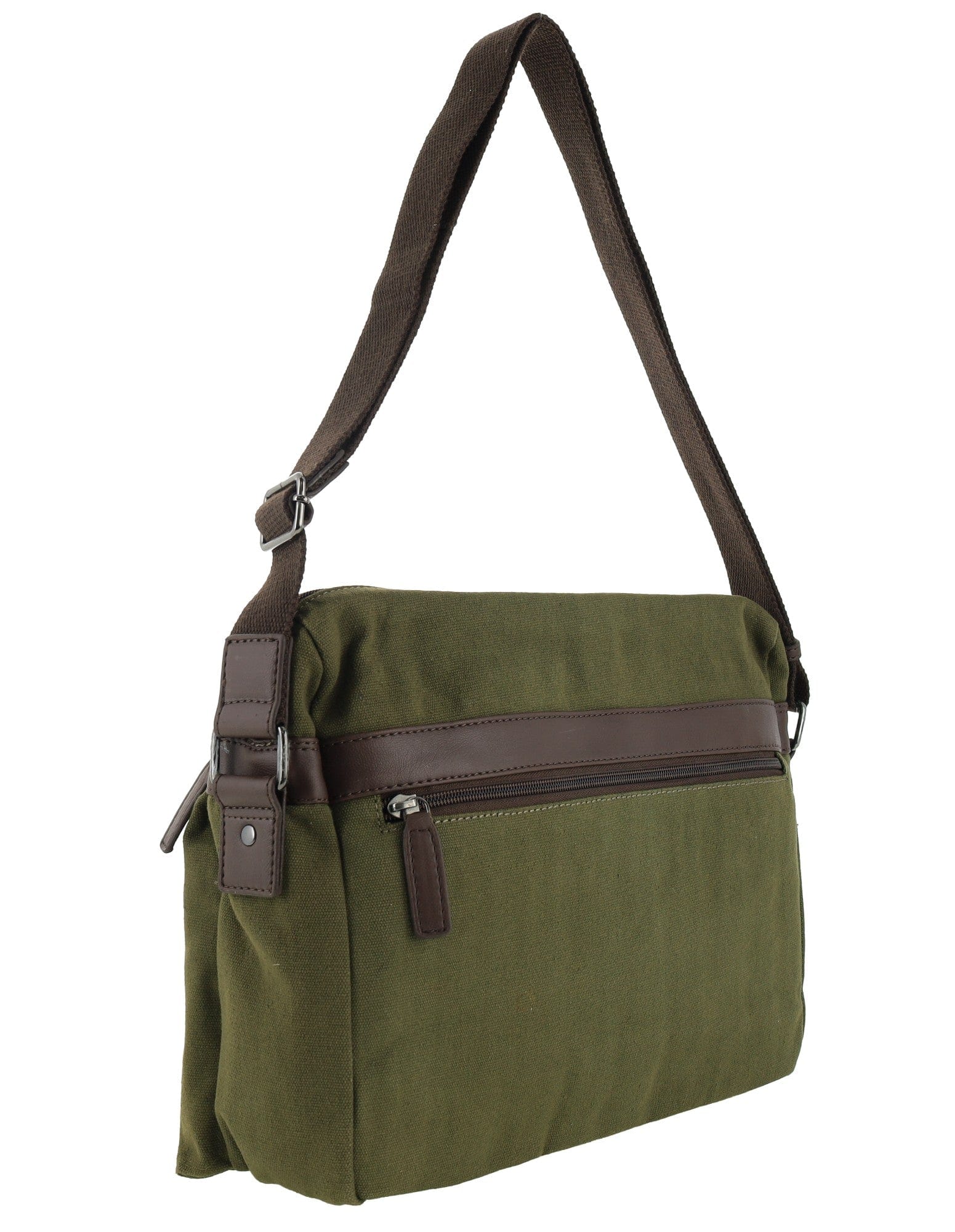 Police Rustic Men's Canvas Messenger Business Shoulder Bag 38cm Dark Olive - Image 5