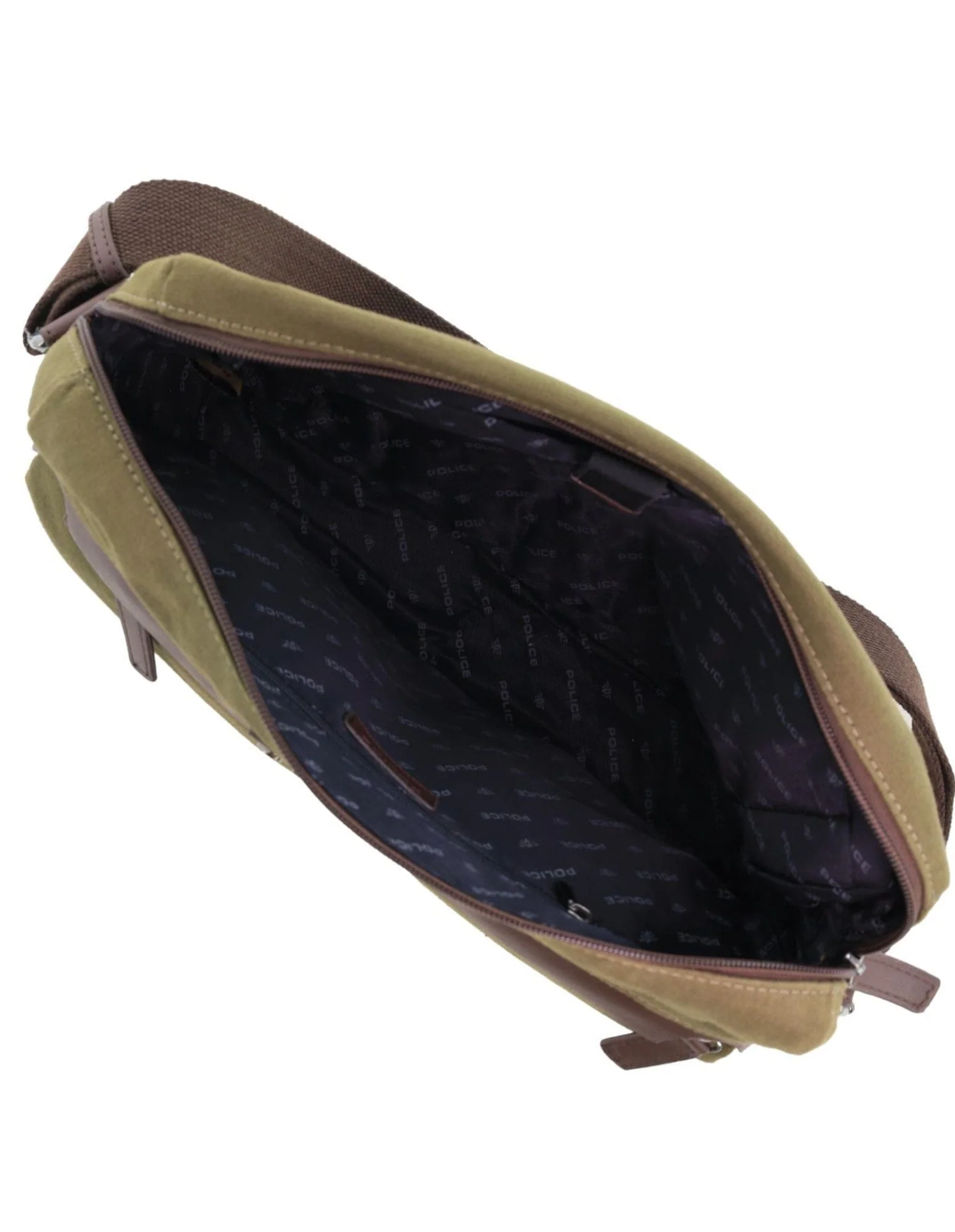 Police Rustic Men's Canvas Messenger Business Shoulder Bag 38cm Dark Olive - Image 6