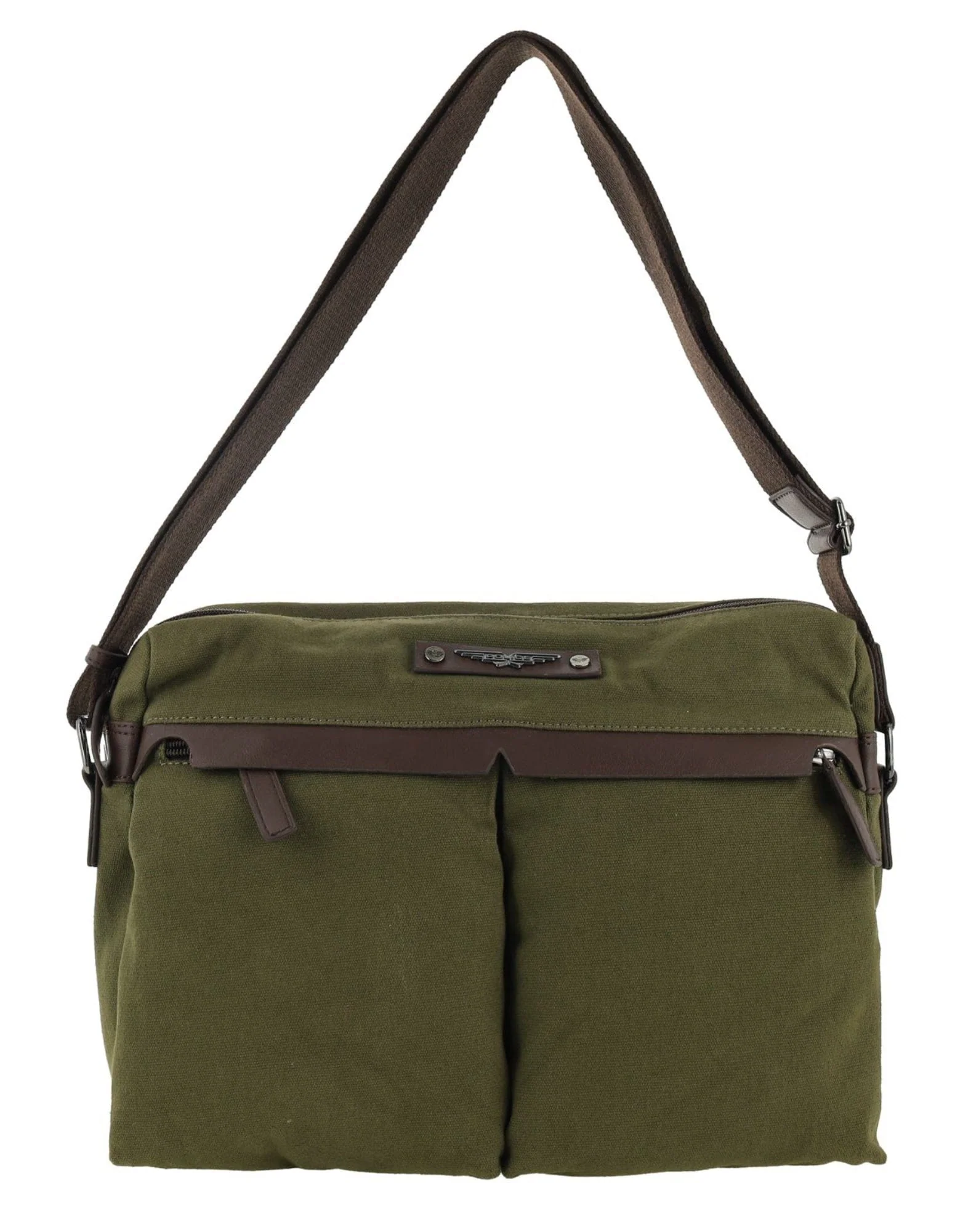 Police Rustic Men's Canvas Messenger Business Shoulder Bag 38cm Dark Olive - Image 7