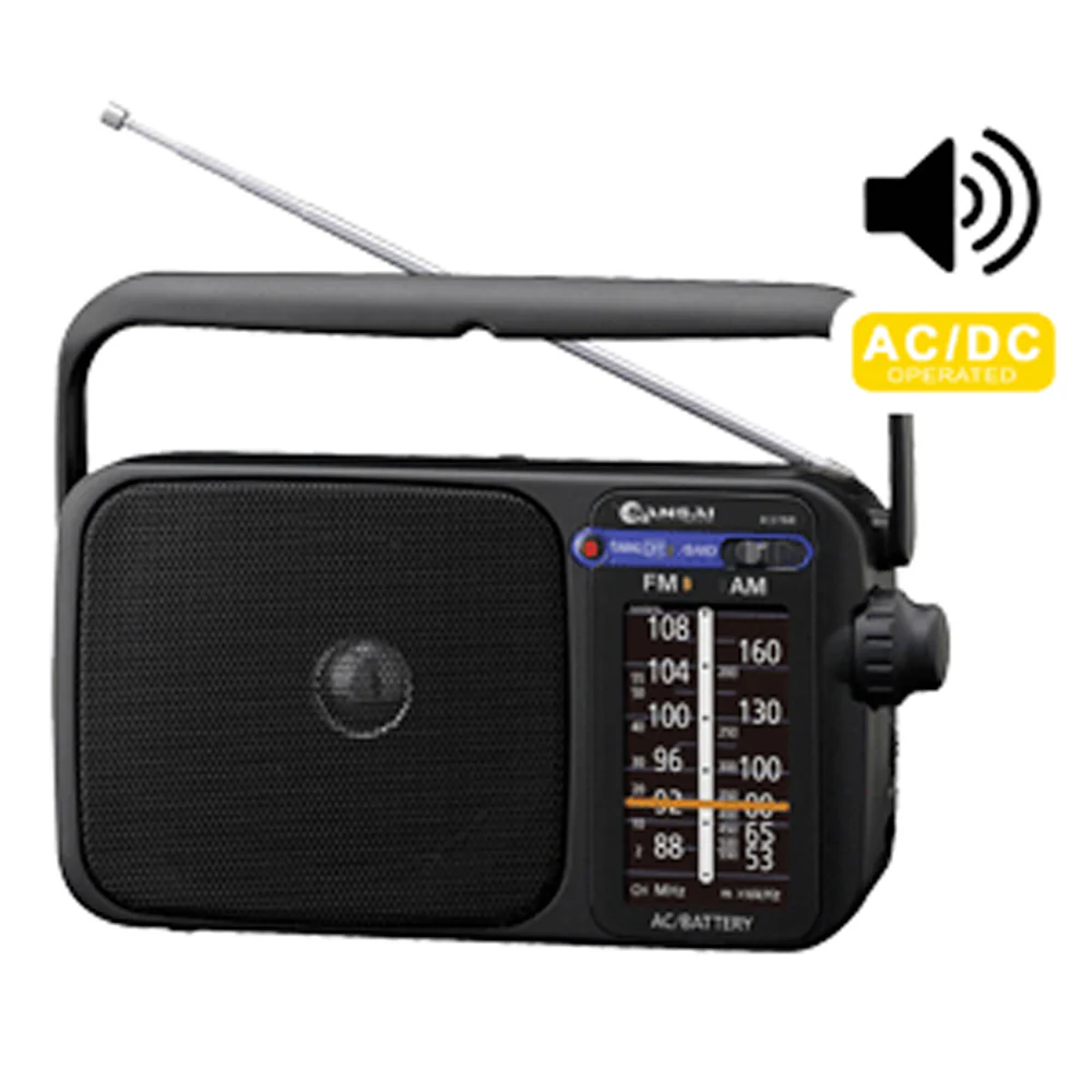Portable AM/FM Radio Speaker with Earphone Jack (Black) - Image 3