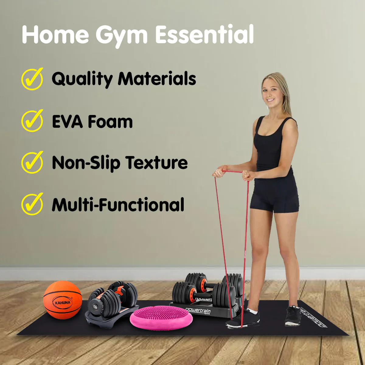 Powertrain 1.5m Exercise Treadmill Equipment Mat Floor Protection Home Gym - Image 5