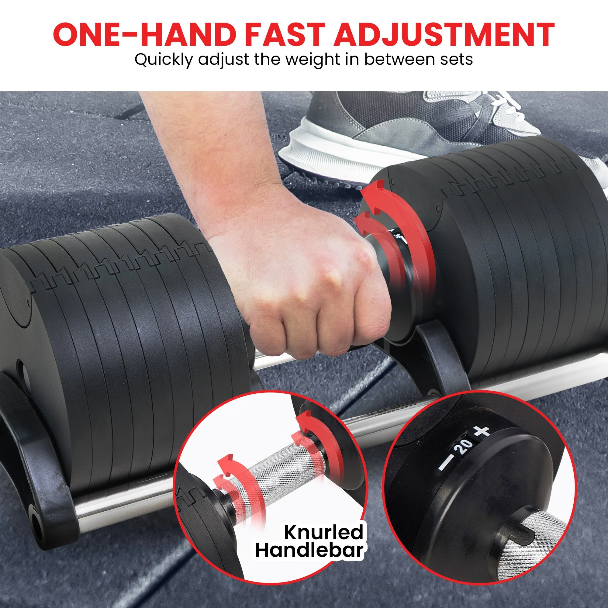 Powertrain 2 x 36kg Eon Dial-Up Adjustable Dumbbell - Image 5