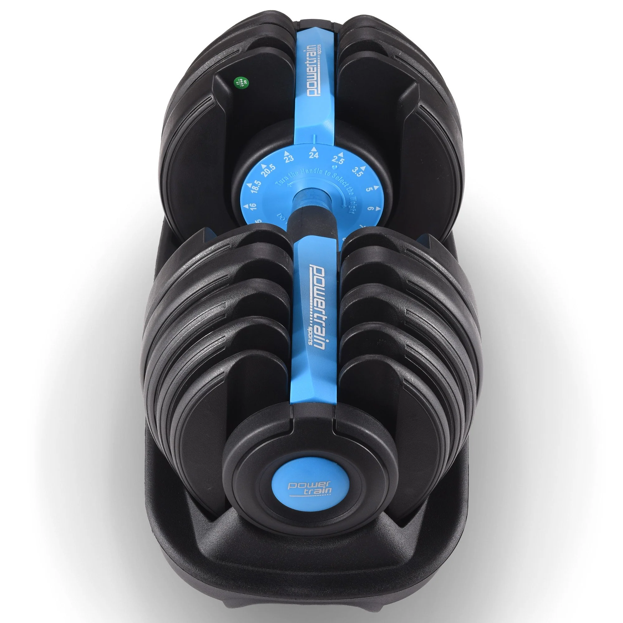 Powertrain 24kg Adjustable Dumbbell Home Gym Exercise Weights Free Workout (Blue) - Image 9