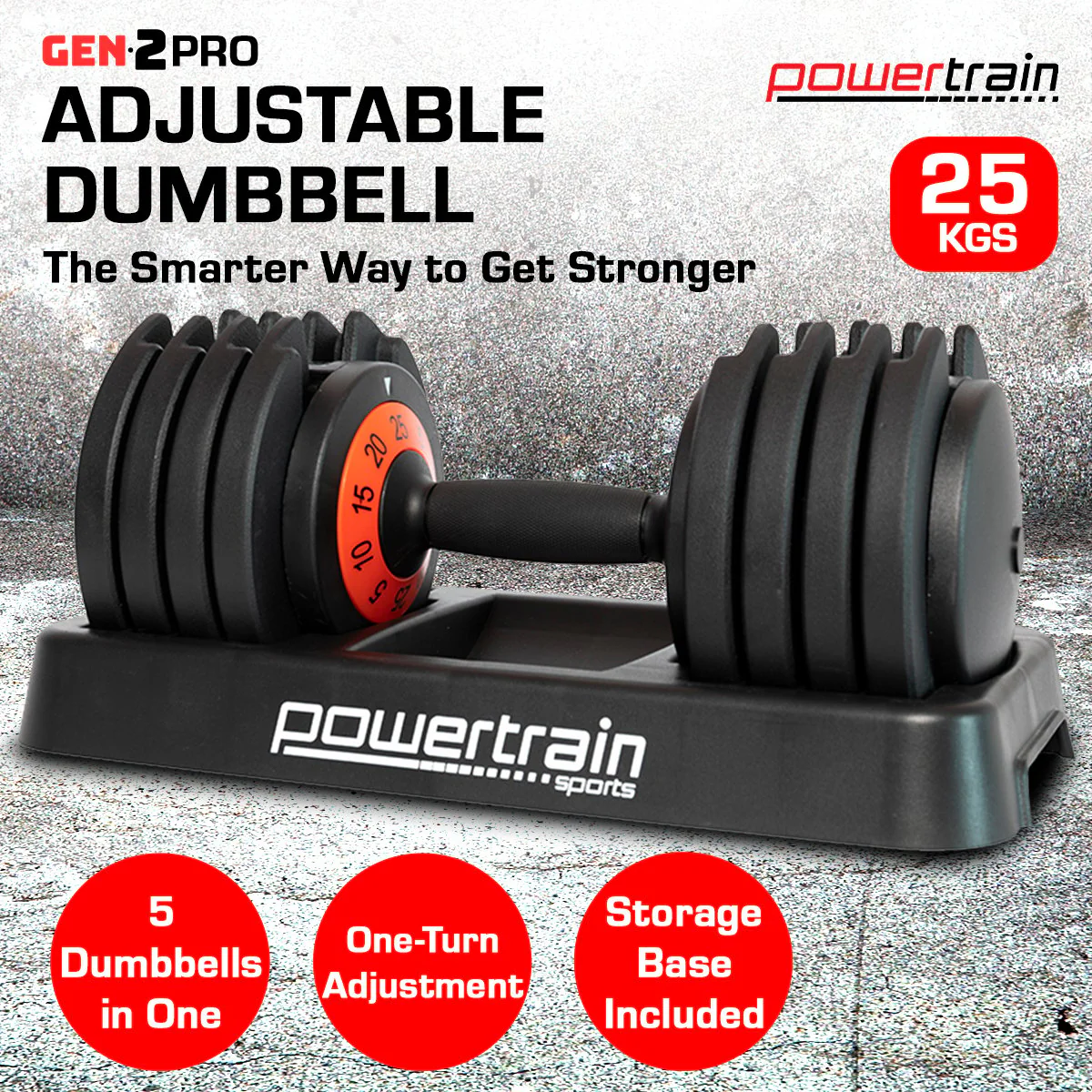 Powertrain 25kg GEN2 Pro Adjustable Dumbbell Weights - Image 2