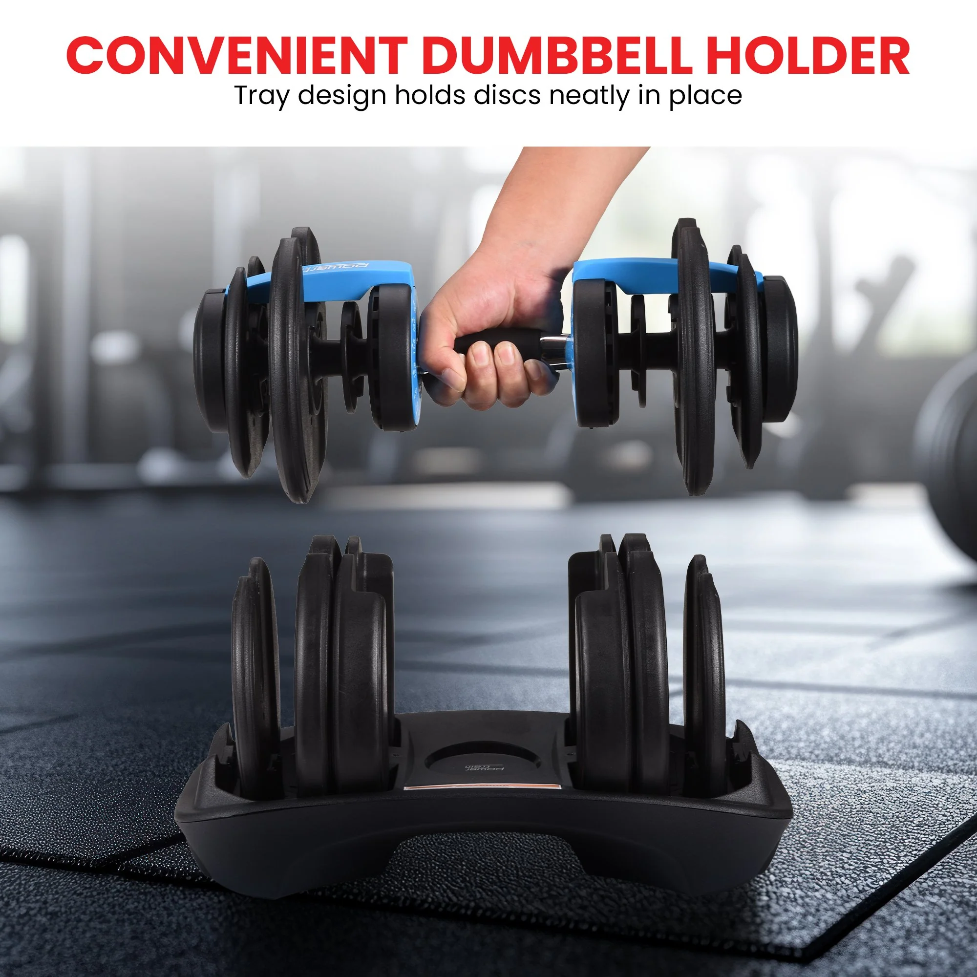 Powertrain 48kg Adjustable Dumbbell Set - Blue - Image 5