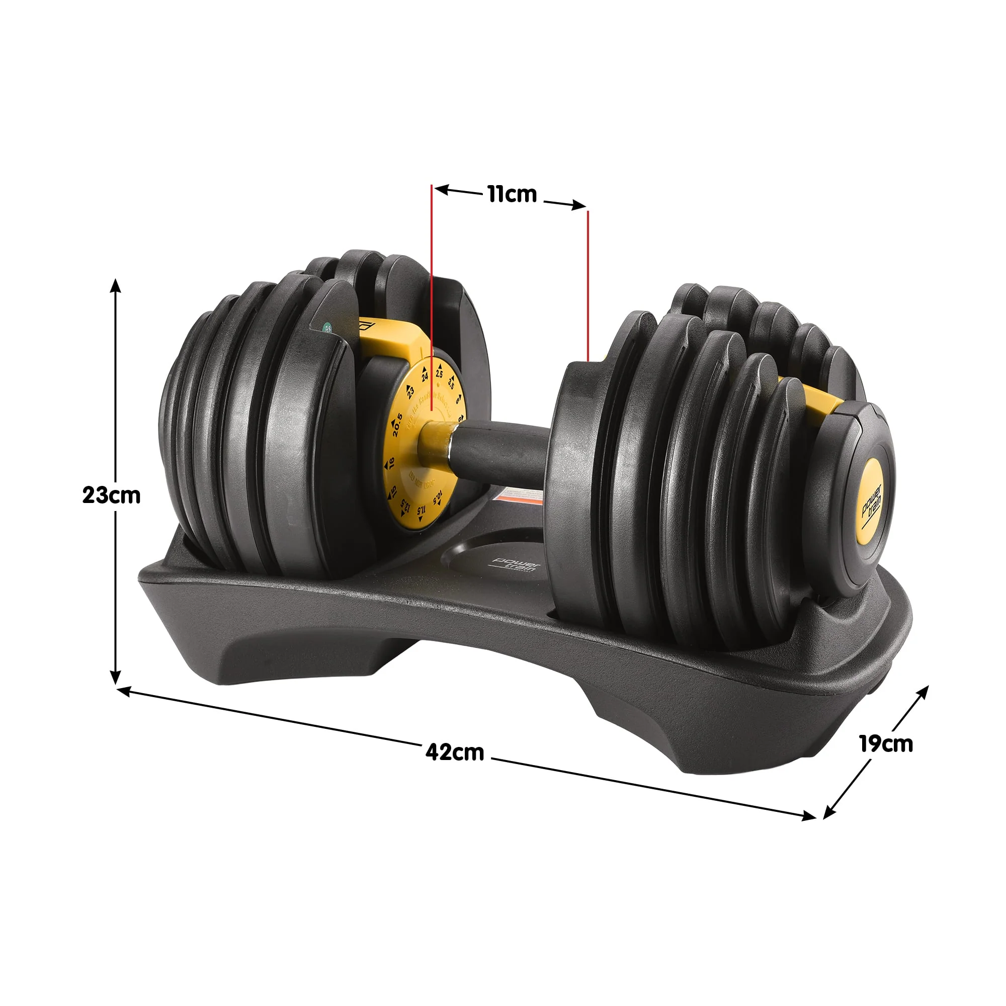 Powertrain 48kg Adjustable Dumbbell Set Home Gym Exercise Equipment Weights (Gold) - Image 3