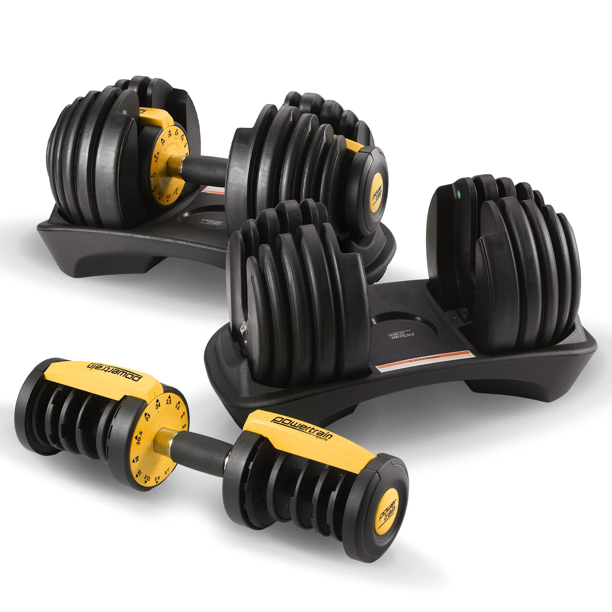 Powertrain 48kg Adjustable Dumbbell Set Home Gym Exercise Equipment Weights (Gold) - Image 9
