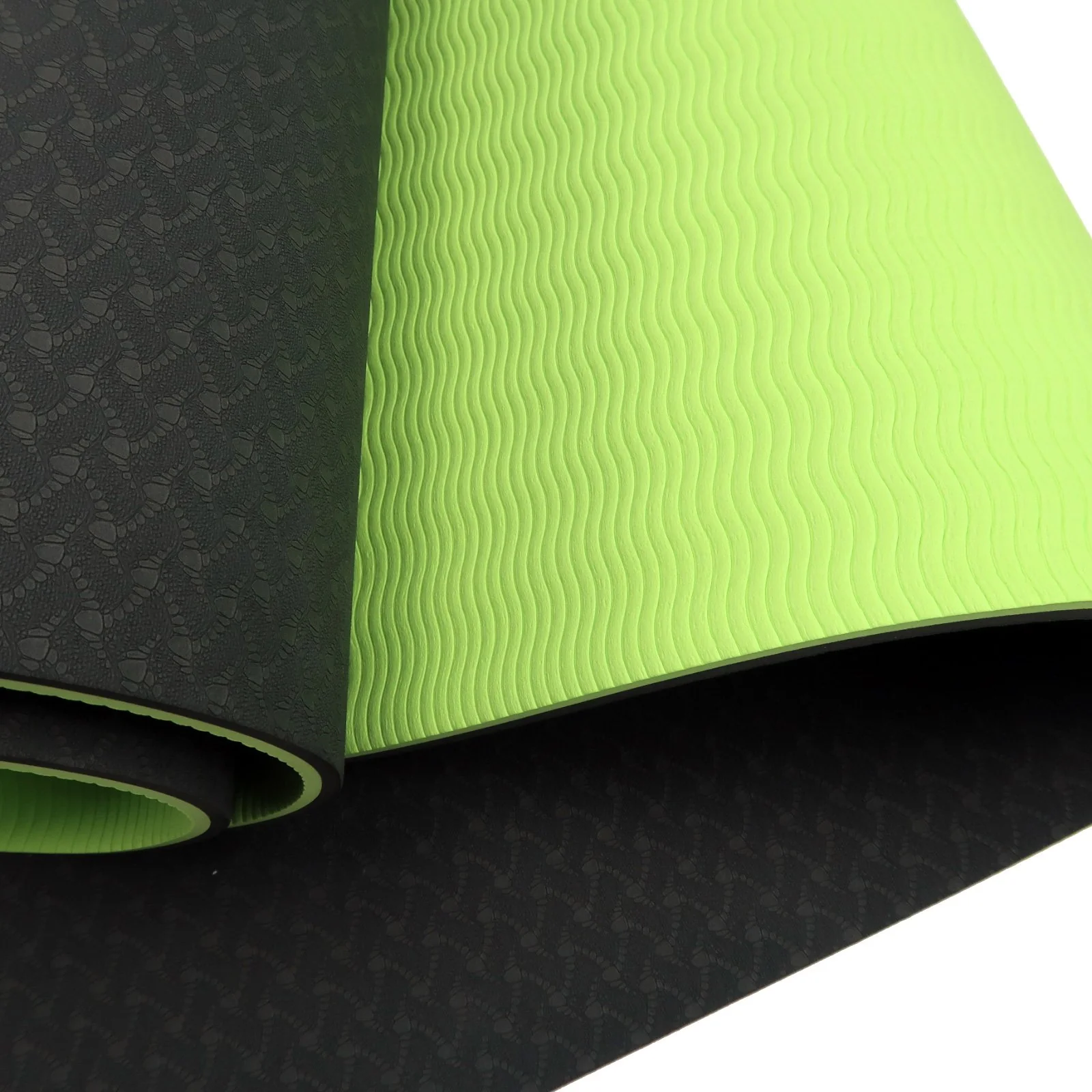 Powertrain 8mm Thick Yoga Exercise Mat Home Gym Pilates Fitness TPE - Black Green - Image 3