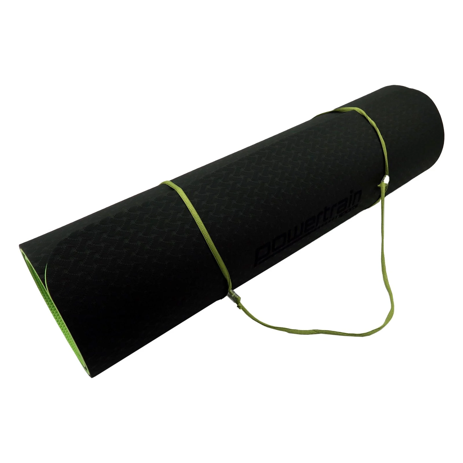 Powertrain 8mm Thick Yoga Exercise Mat Home Gym Pilates Fitness TPE - Black Green - Image 4