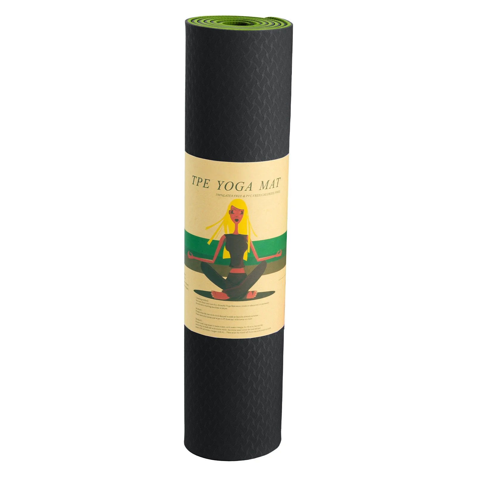 Powertrain 8mm Thick Yoga Exercise Mat Home Gym Pilates Fitness TPE - Black Green - Image 6