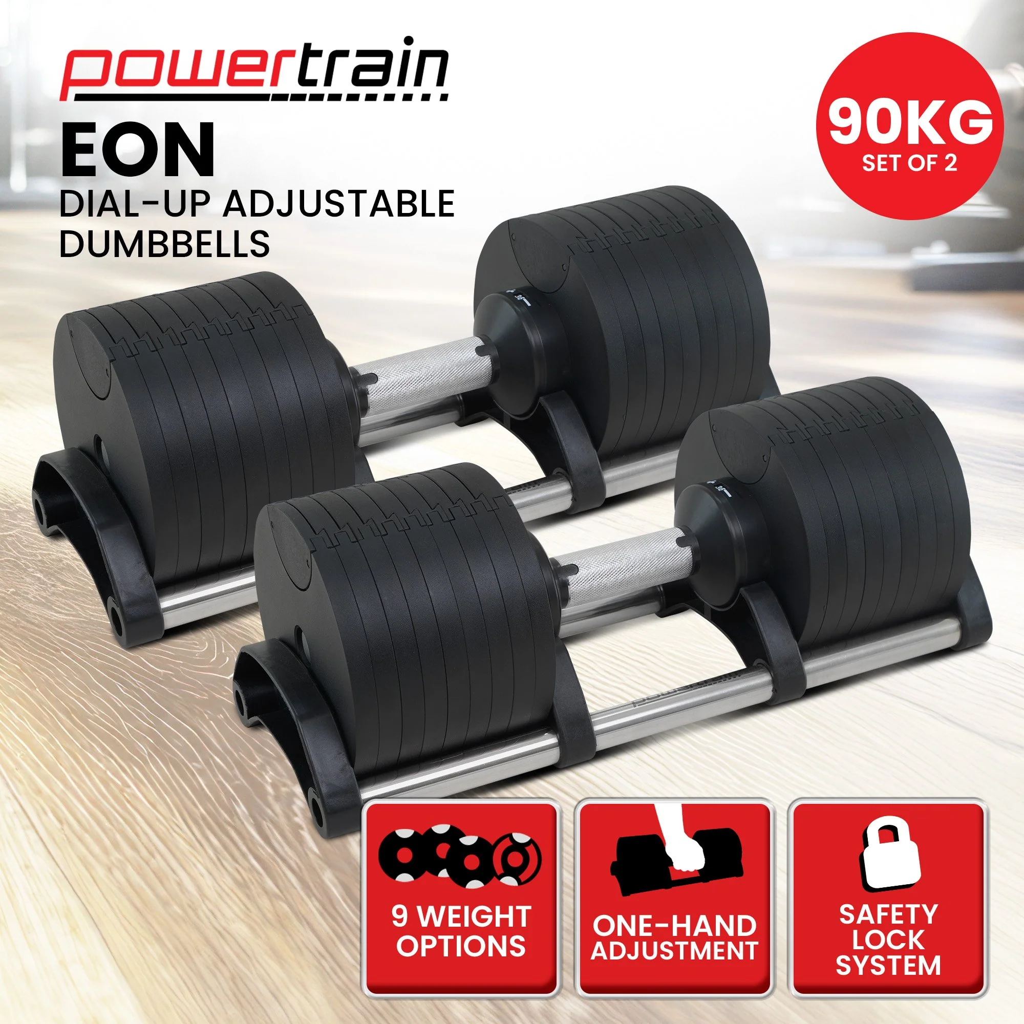 Powertrain Adjustable Dumbbells Eon 2 x 45kg - Image 10