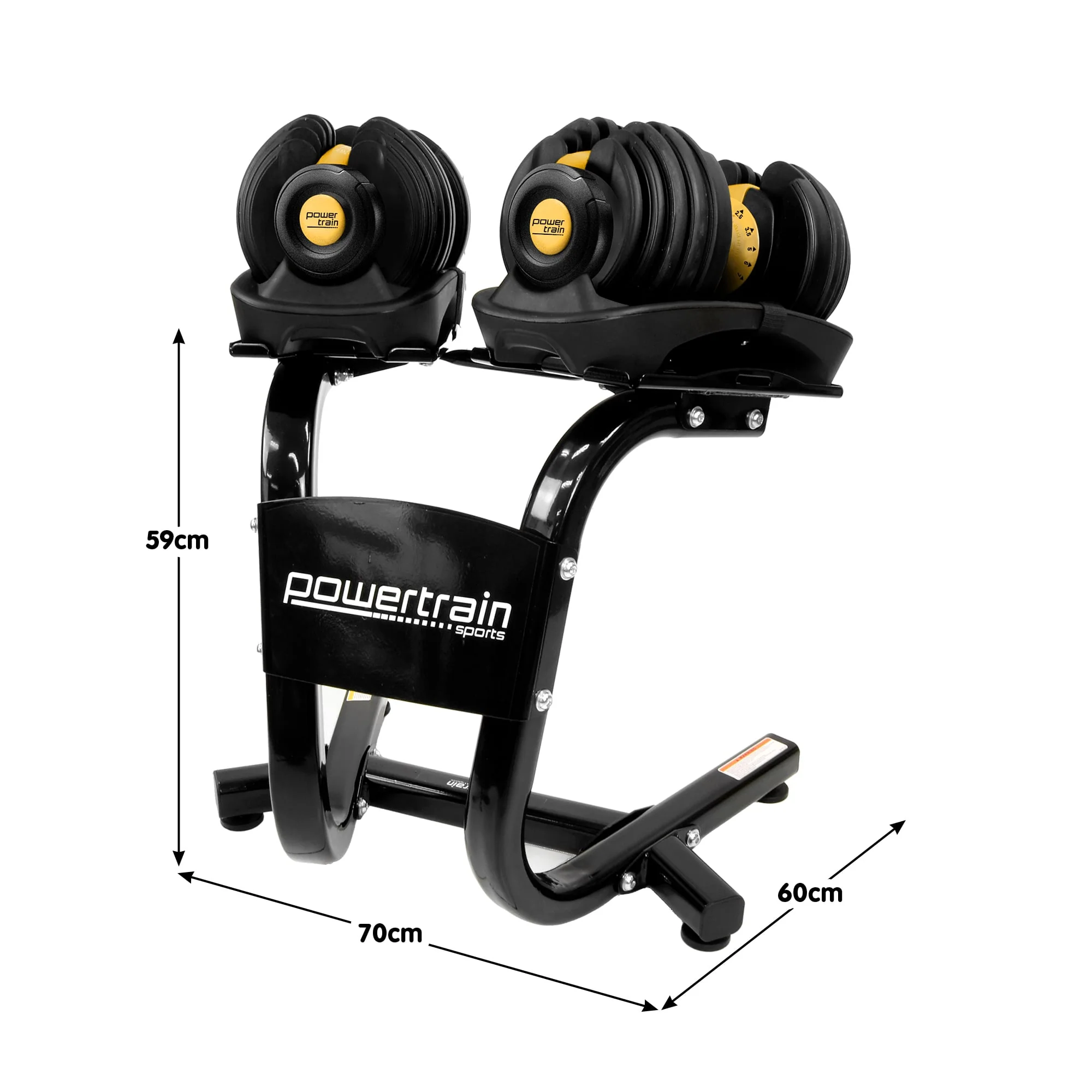 Powertrain Adjustable Dumbbells Set Home Gym Exercise Free Weights 48kg with Stand (Gold) - Image 3