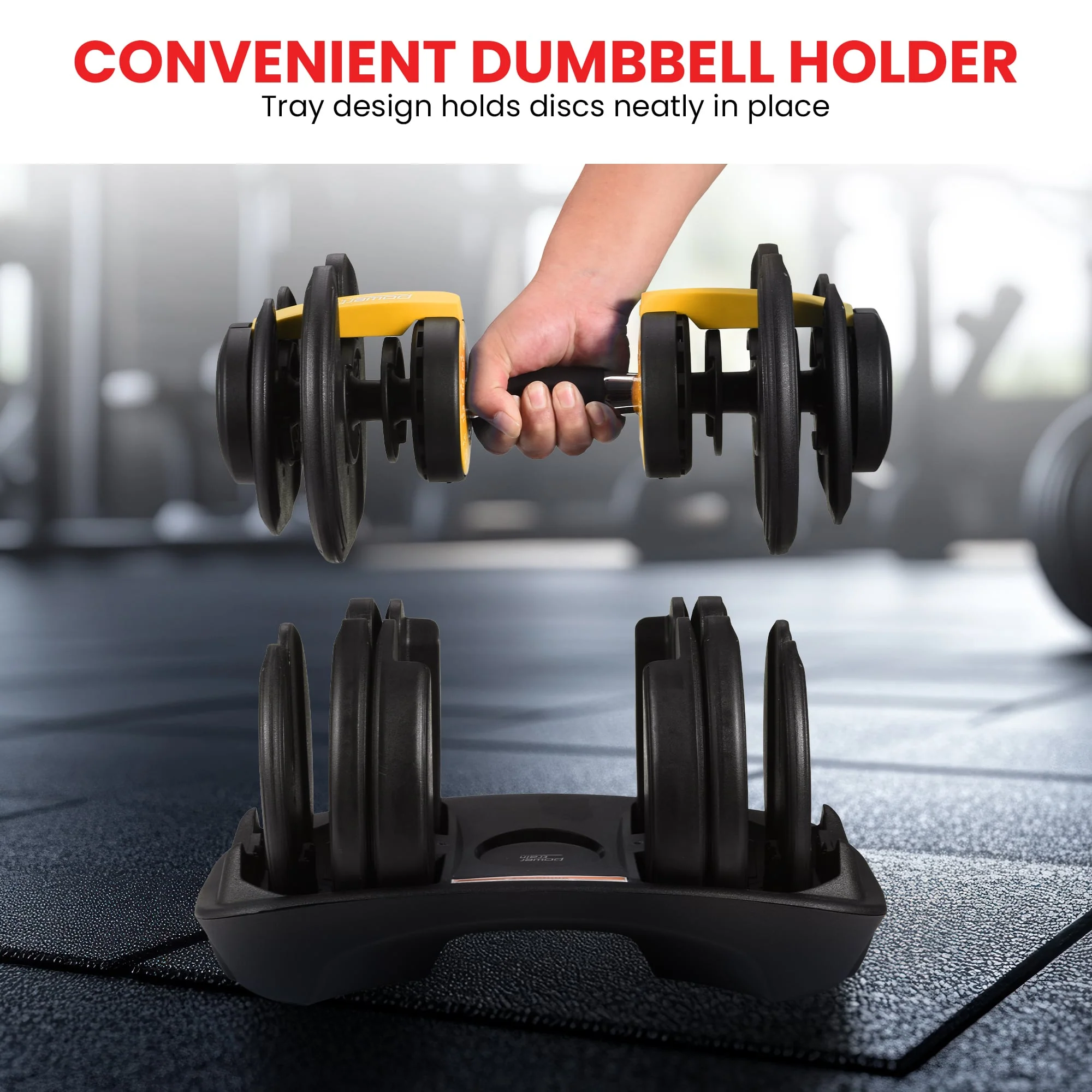 Powertrain Adjustable Dumbbells Set Home Gym Exercise Free Weights 48kg with Stand (Gold) - Image 8