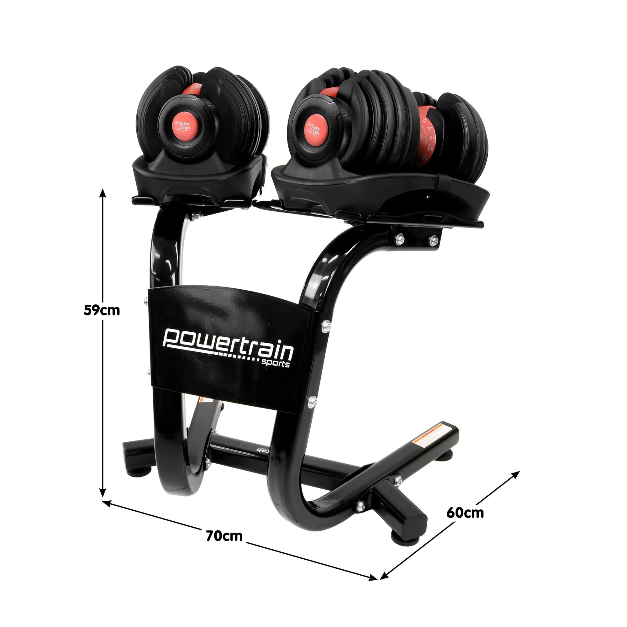 Powertrain Adjustable Dumbbells Set Home Gym Exercise Free Weights 48kg with Stand (Red) - Image 2