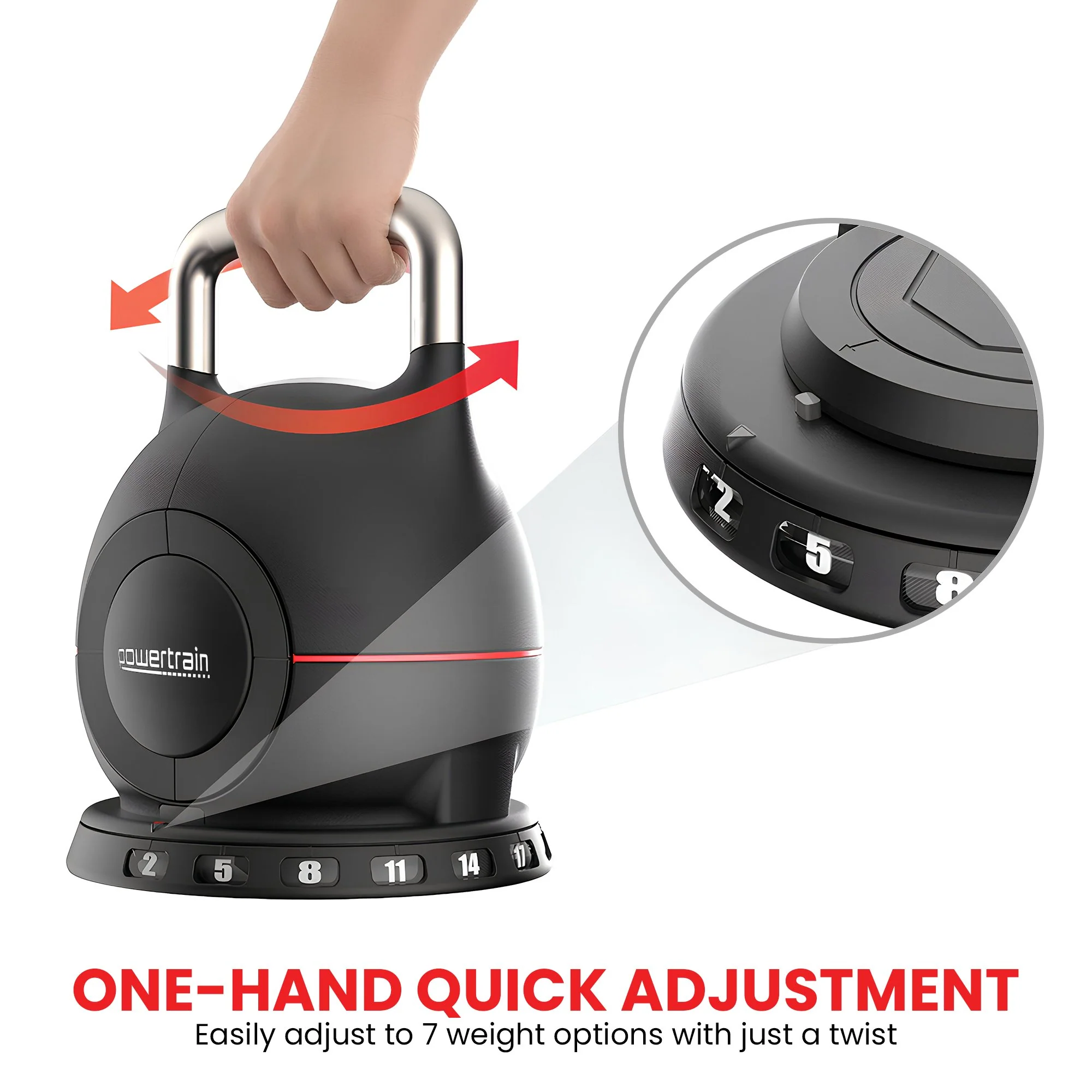 Powertrain Adjustable Kettlebell 20kg 7-in-1 Set - Image 9