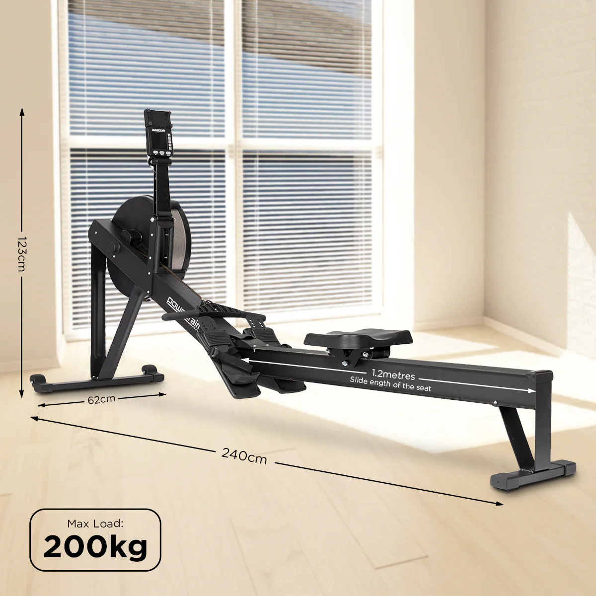 Powertrain Air Rowing Machine Resistance Rower for Home Gym Cardio - Image 2