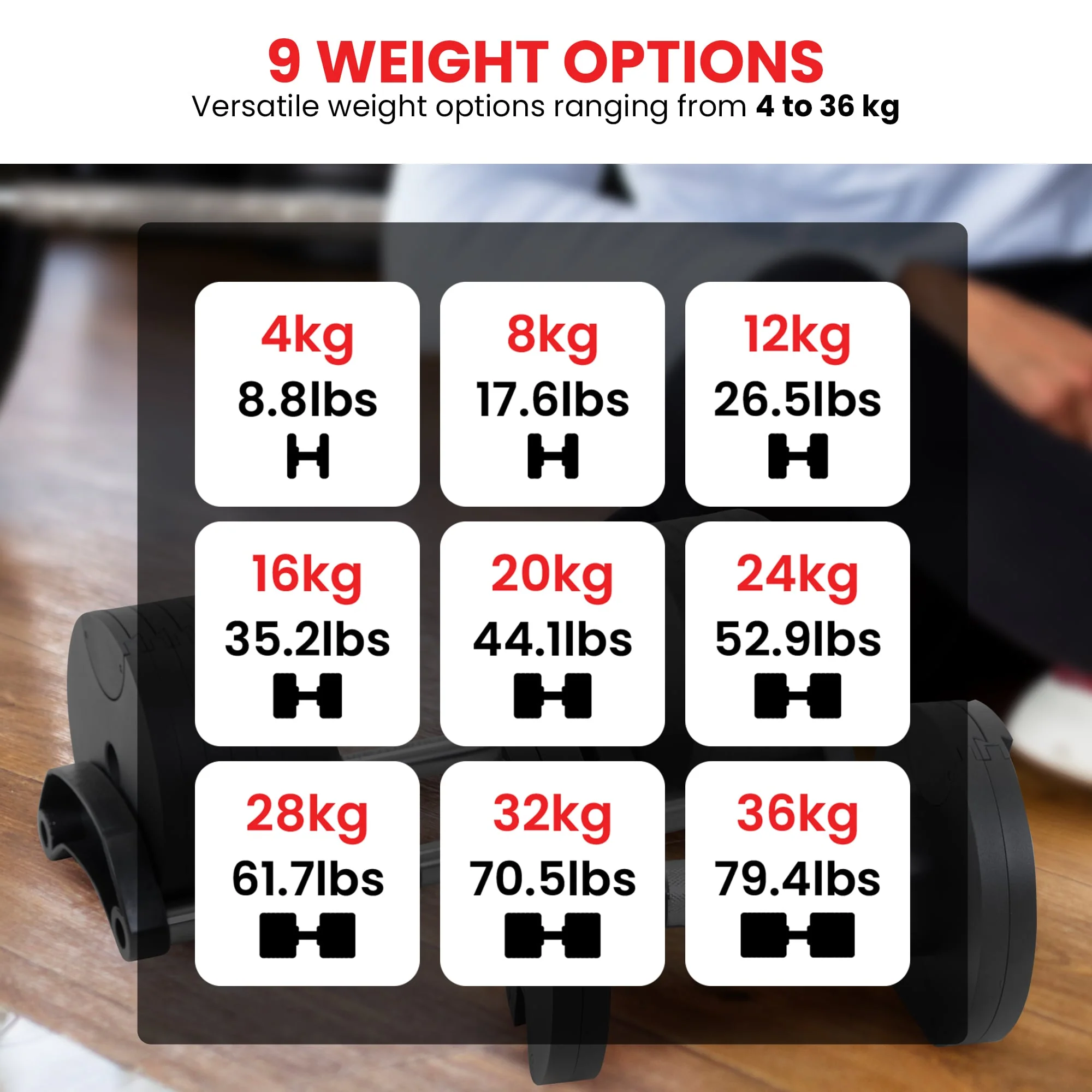 Powertrain Eon Dial Up 36KG Adjustable Dumbbell - Green - Image 10