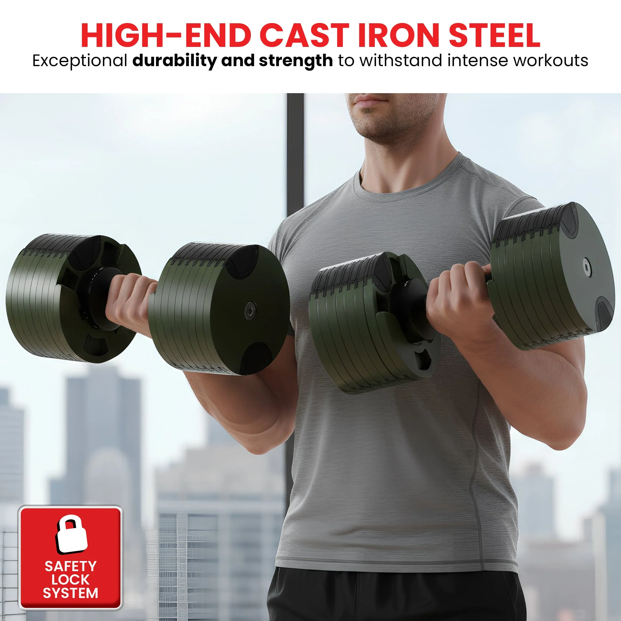 Powertrain Eon Dial Up 36KG Adjustable Dumbbell - Green - Image 9