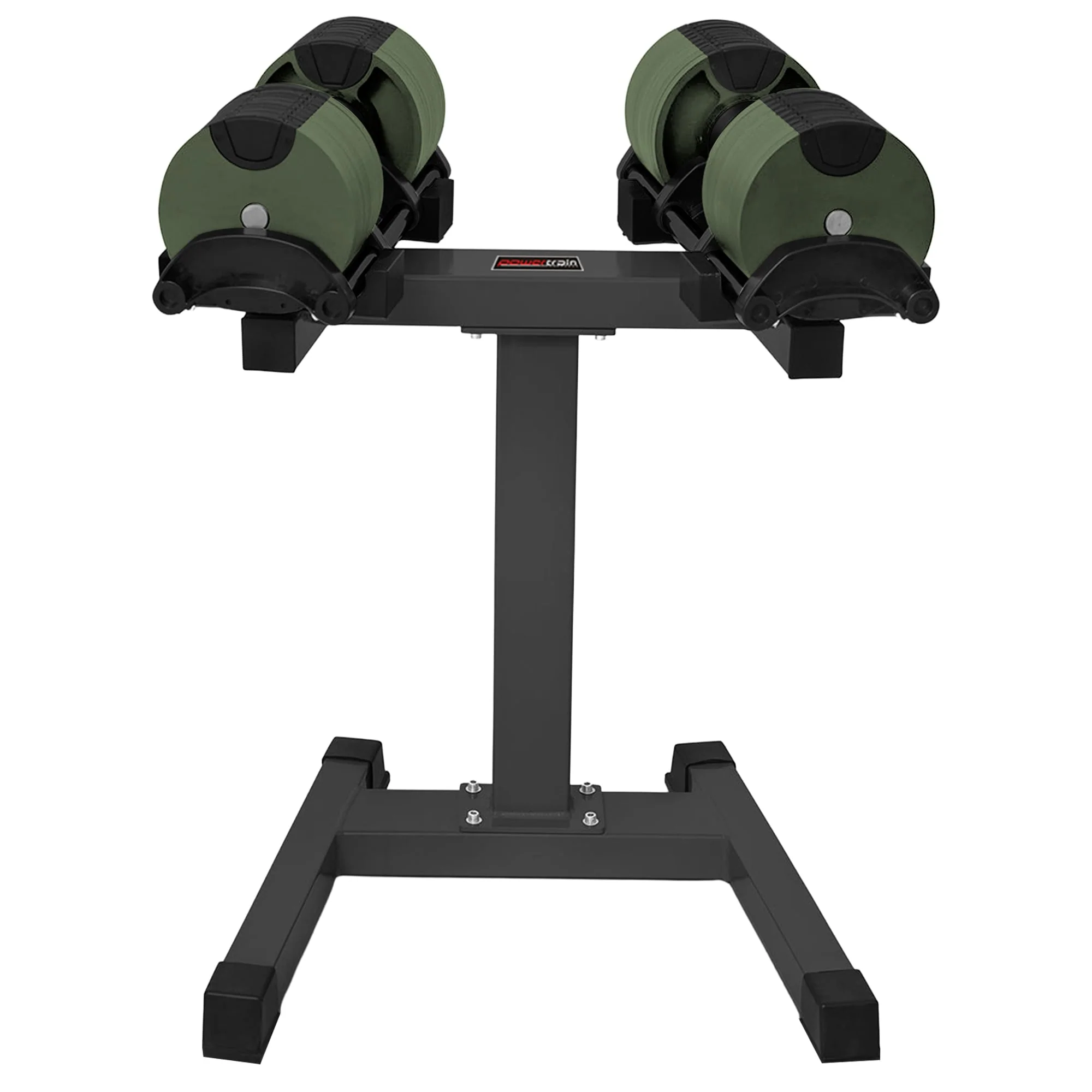 Powertrain Eon Dial Up 72KG Adjustable Dumbbells Pair with Stand - Green - Image 5