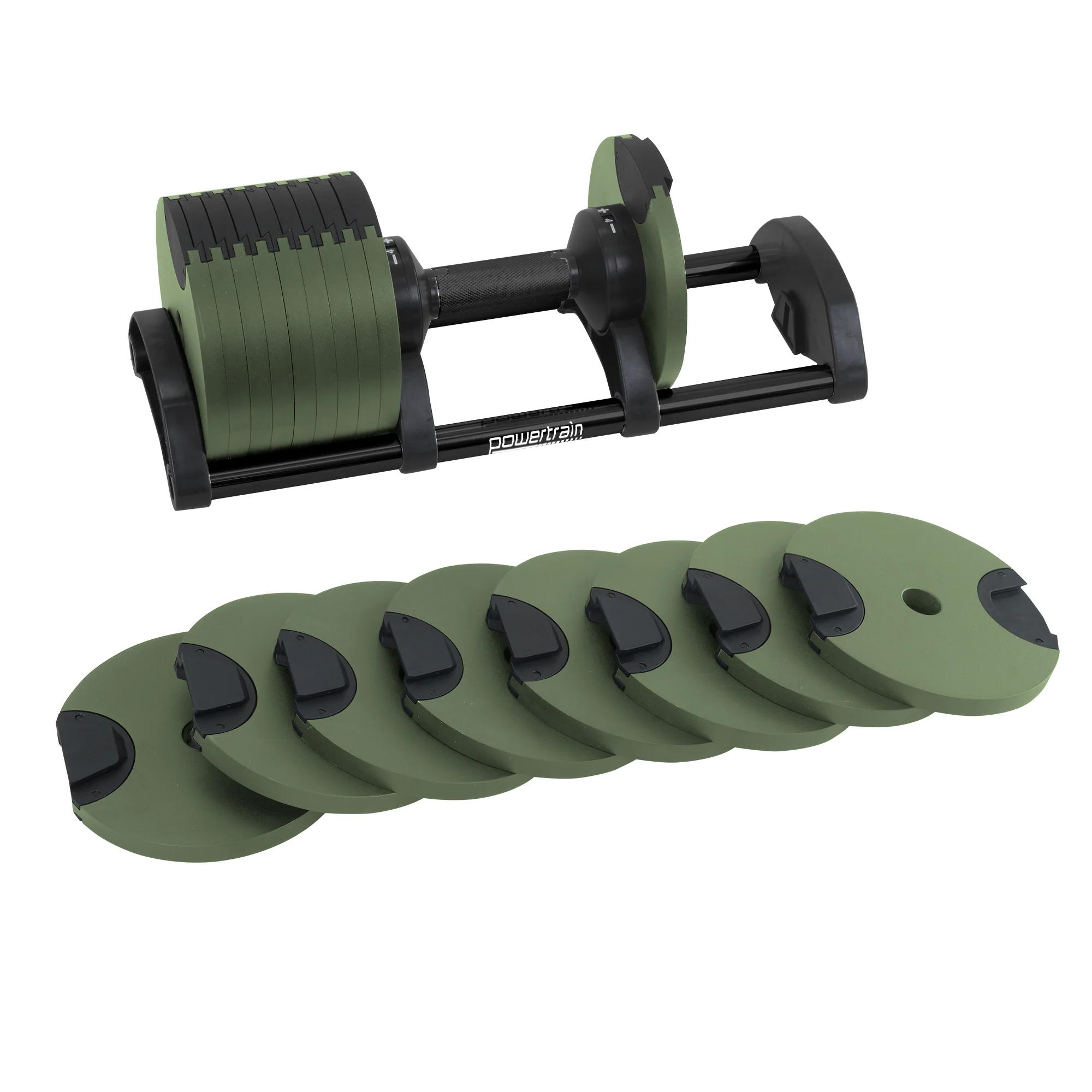 Powertrain Eon Dial Up 90KG Adjustable Dumbbells Pair - Green - Image 6