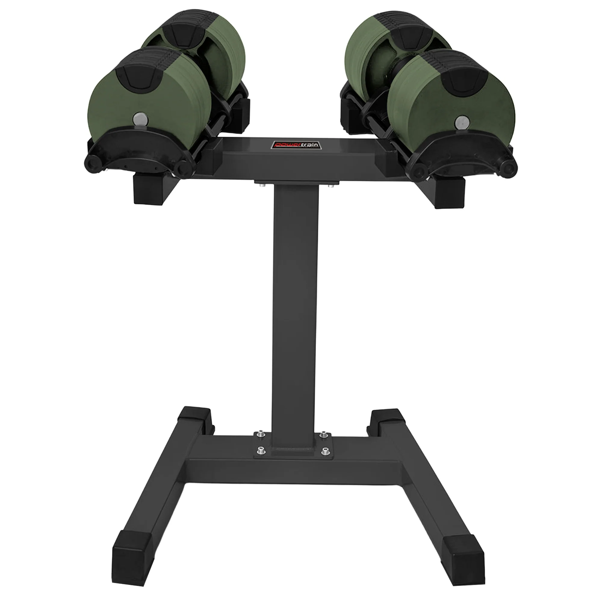 Powertrain Eon Dial Up 90KG Adjustable Dumbbells Pair with Stand - Green - Image 5