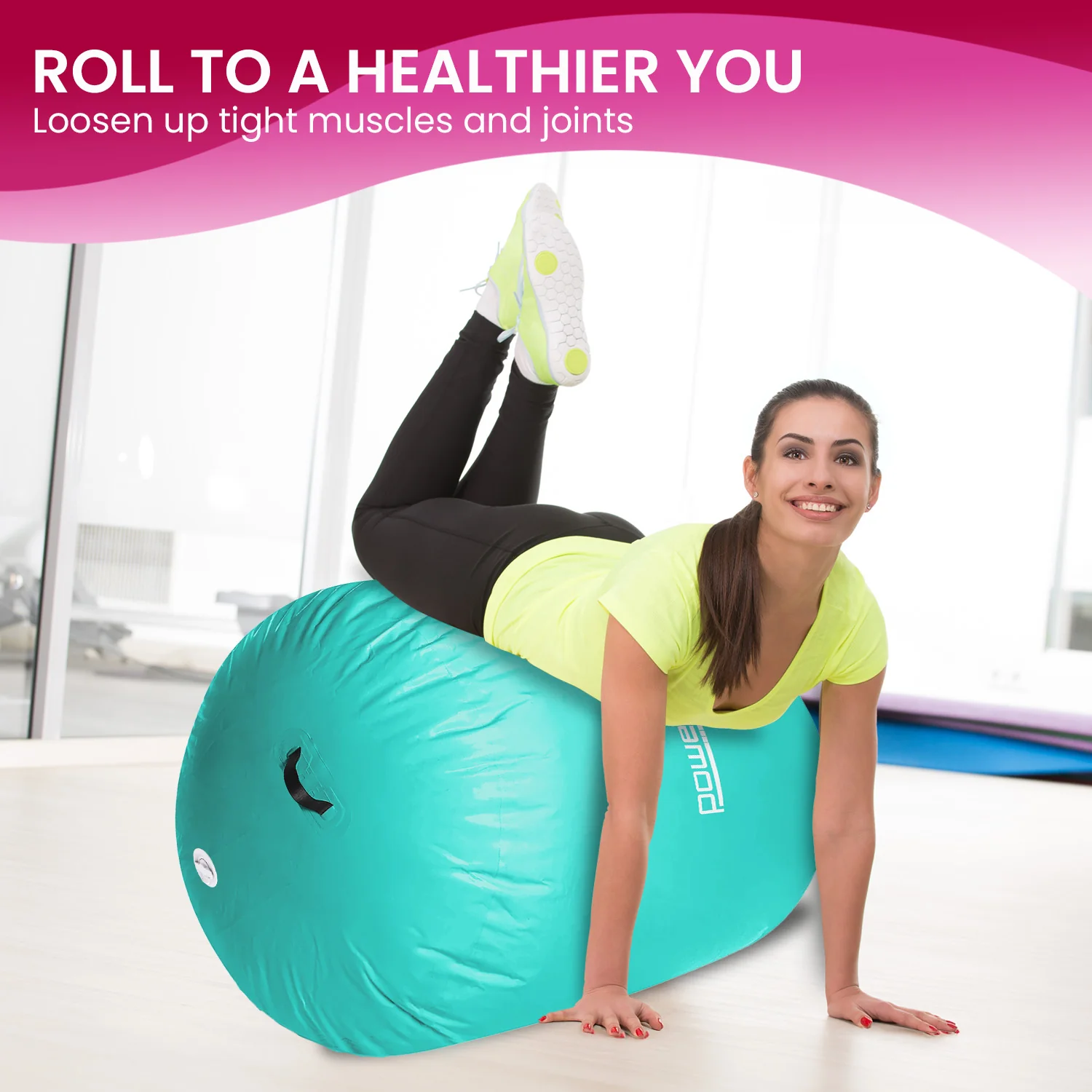 Powertrain Inflatable Air Barrel Exercise Roller (Green) - Image 7
