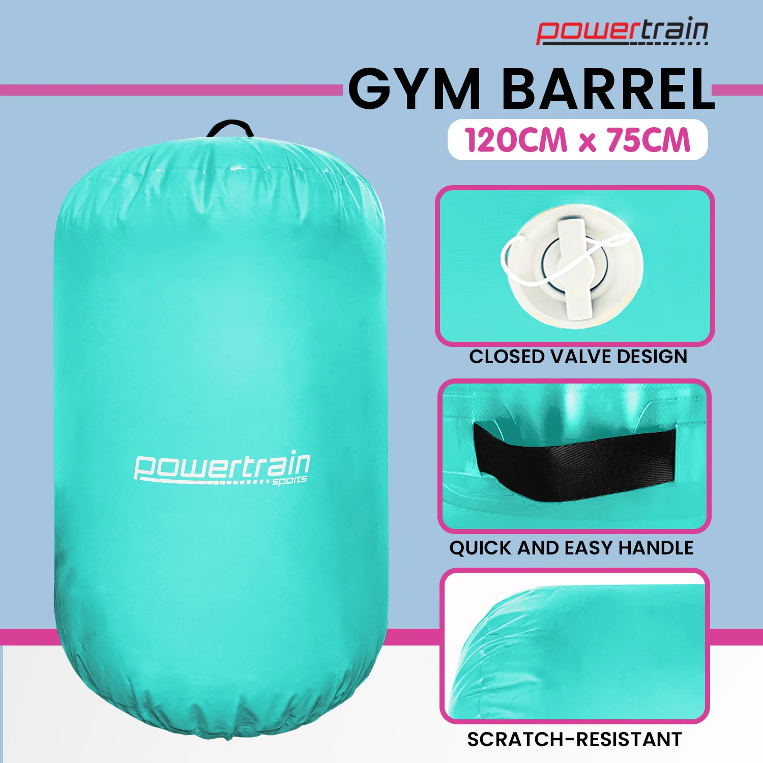 Powertrain Inflatable Air Barrel Exercise Roller (Green) - Image 9