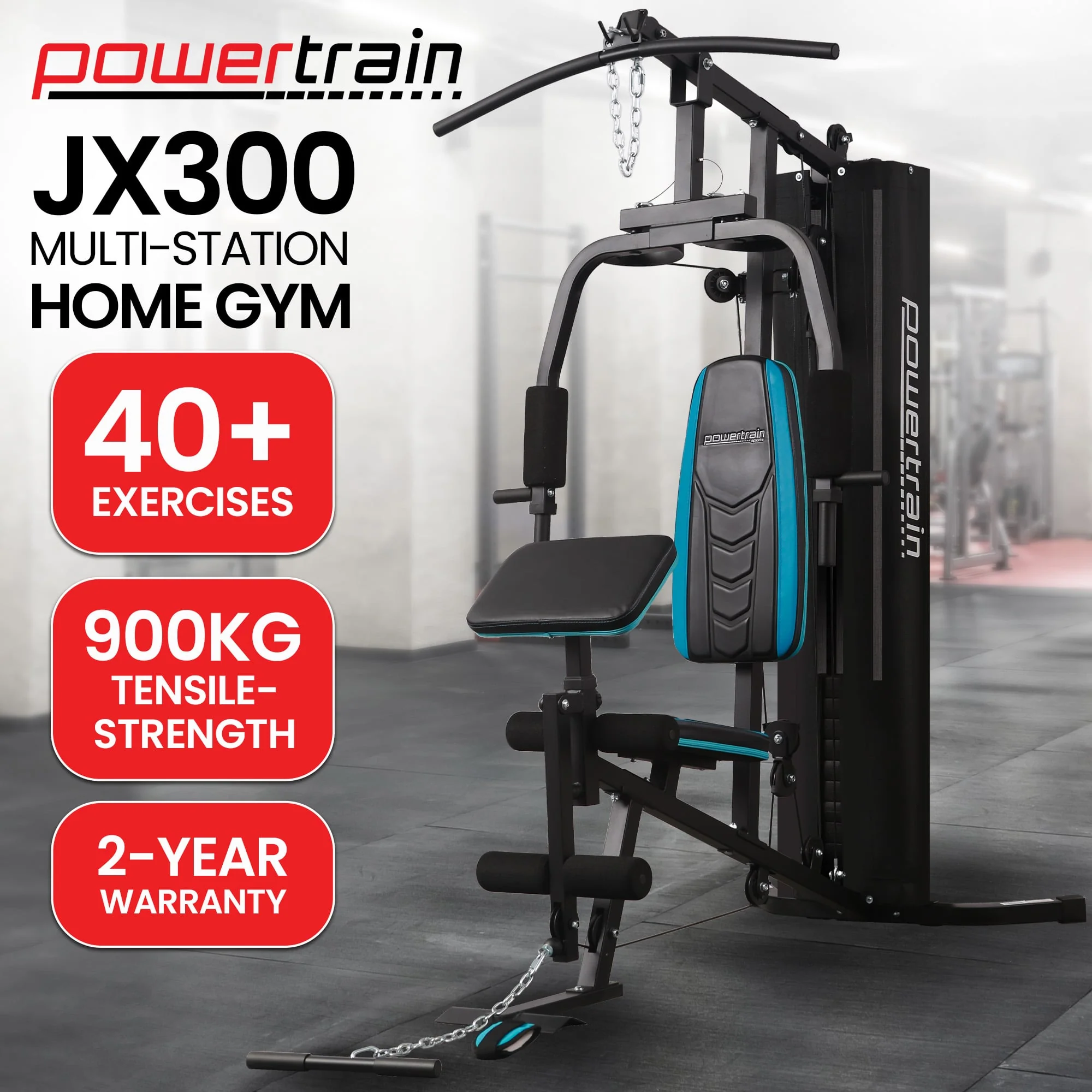 Powertrain JX-300 Multi Station Home Gym 44kg Weight Cable Machine - Image 9