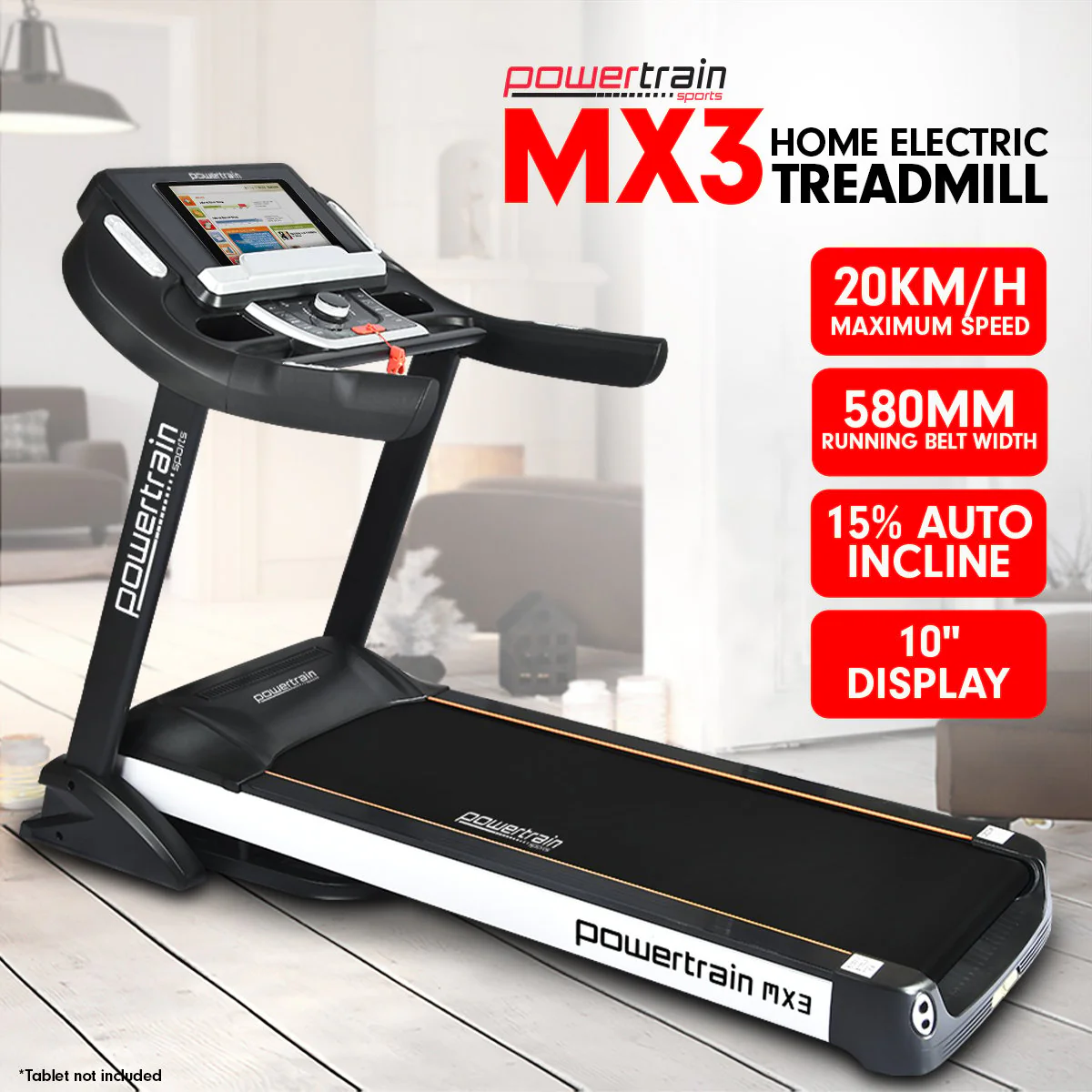 Powertrain MX3 Treadmill 580mm Belt 20km/h 3.5HP - Image 3
