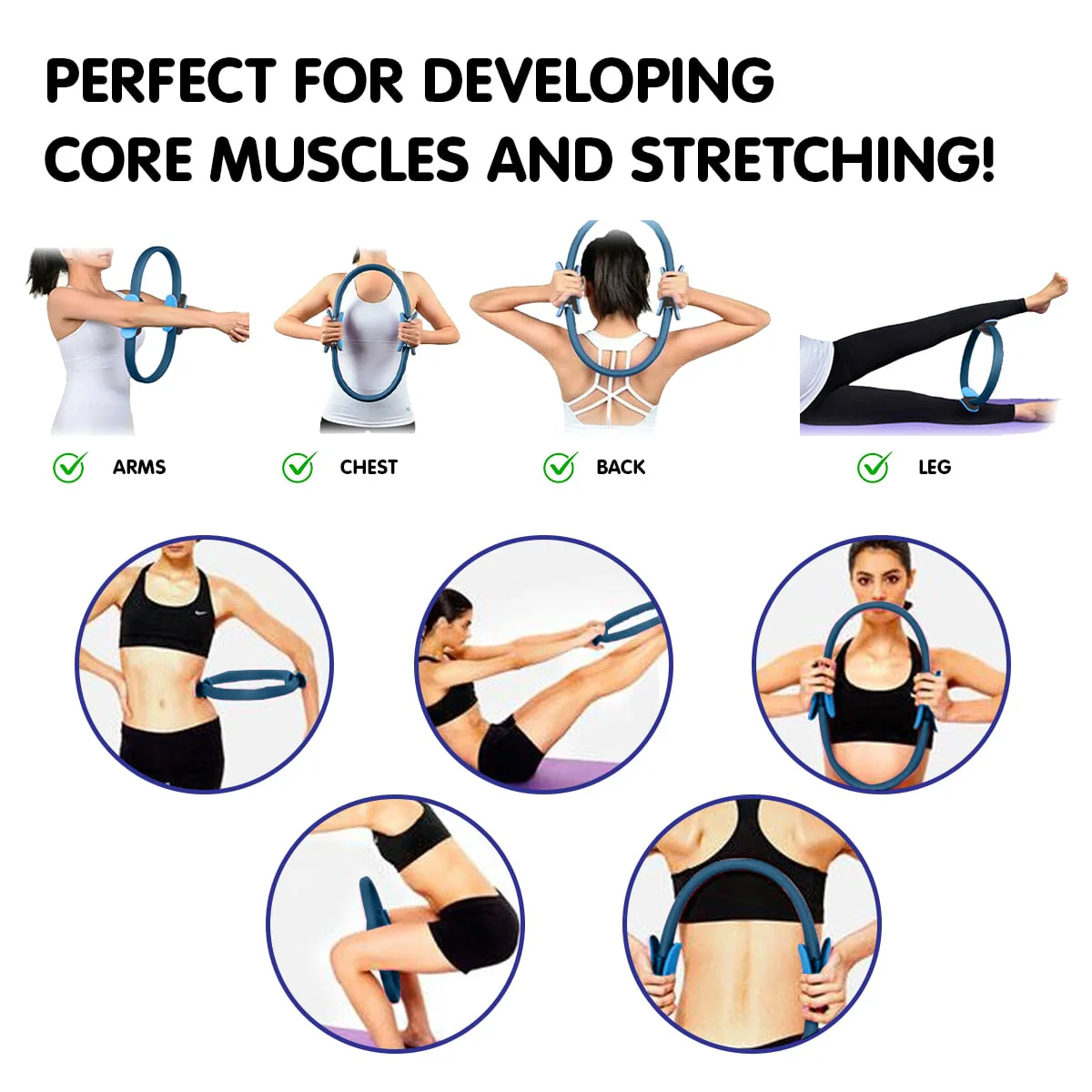 Powertrain Pilates Ring Band Yoga Home Workout Exercise Band - Blue - Image 6