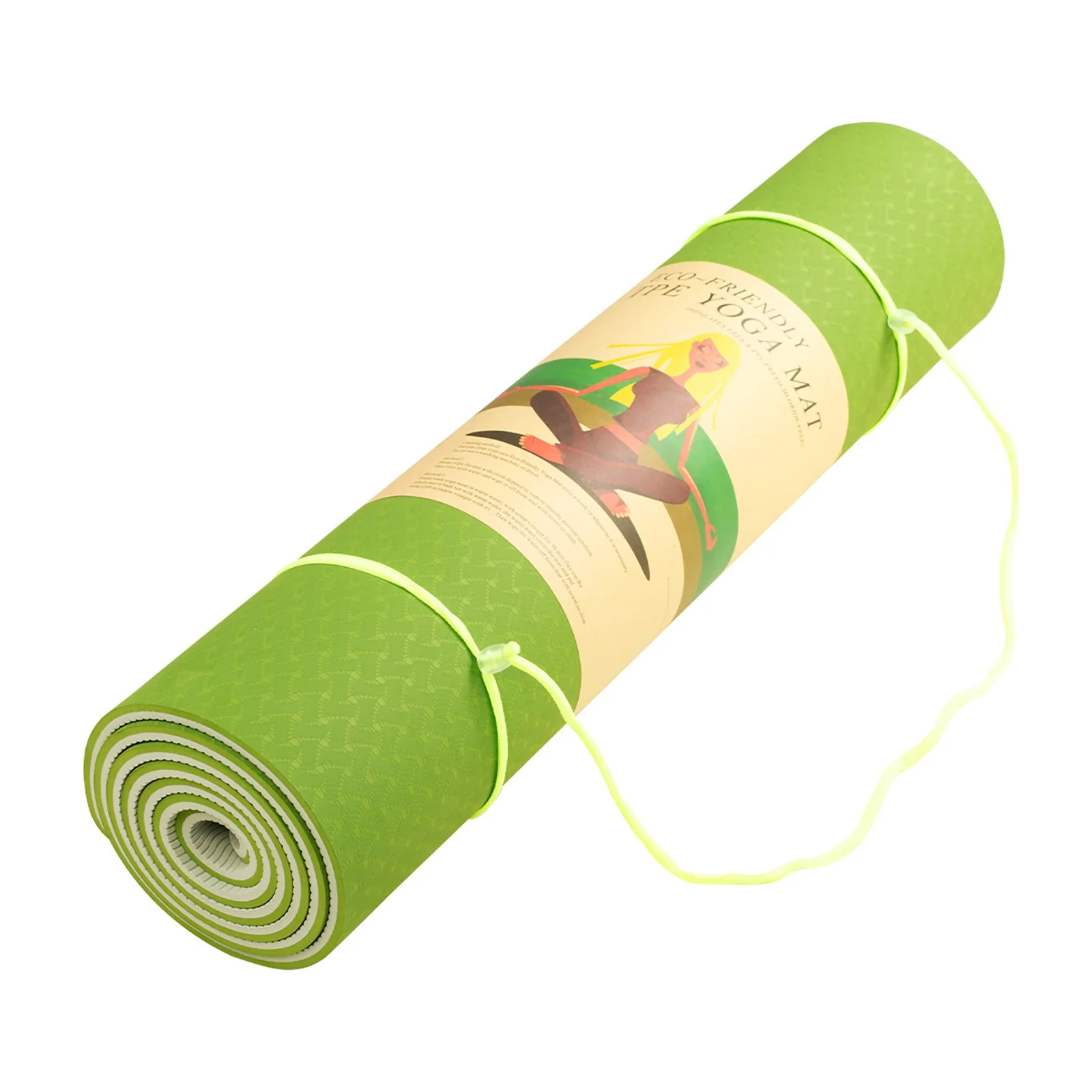 Powertrain TPE Yoga Exercise Mat Home Gym Pilates Fitness 8mm Thick in Green - Image 2