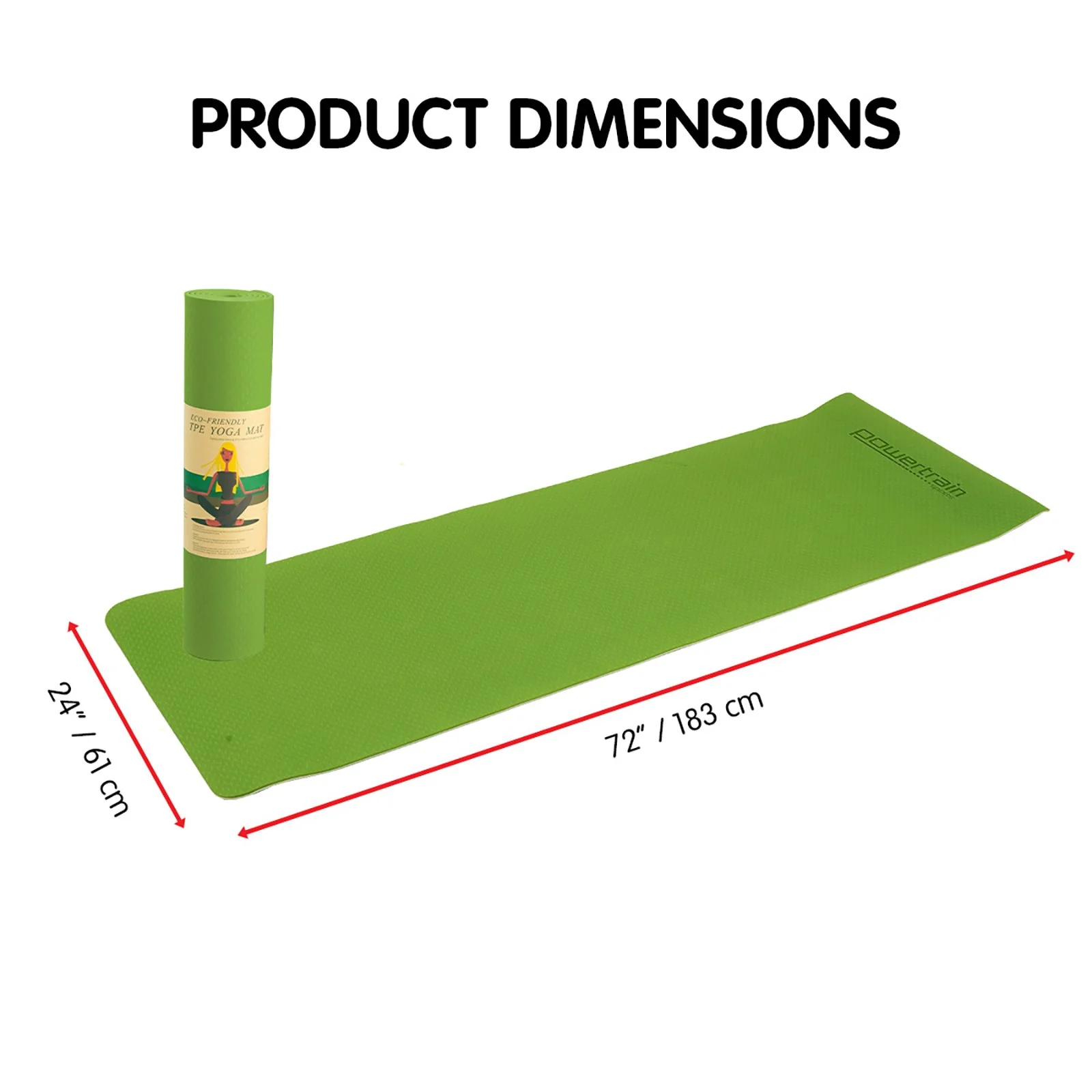 Powertrain TPE Yoga Exercise Mat Home Gym Pilates Fitness 8mm Thick in Green - Image 3