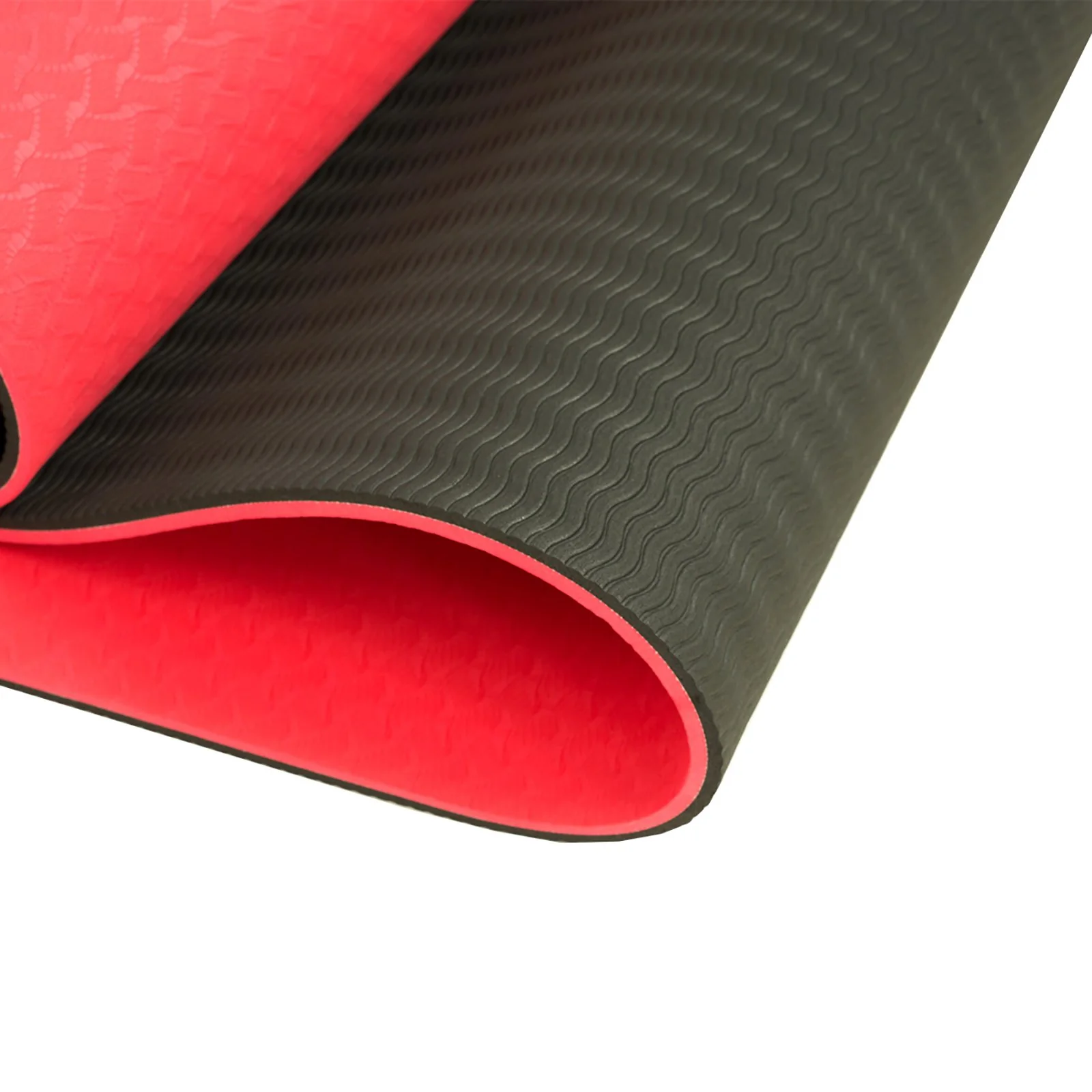 Powertrain TPE Yoga Exercise Mat Home Gym Pilates Fitness 8mm Thick in Red - Image 3