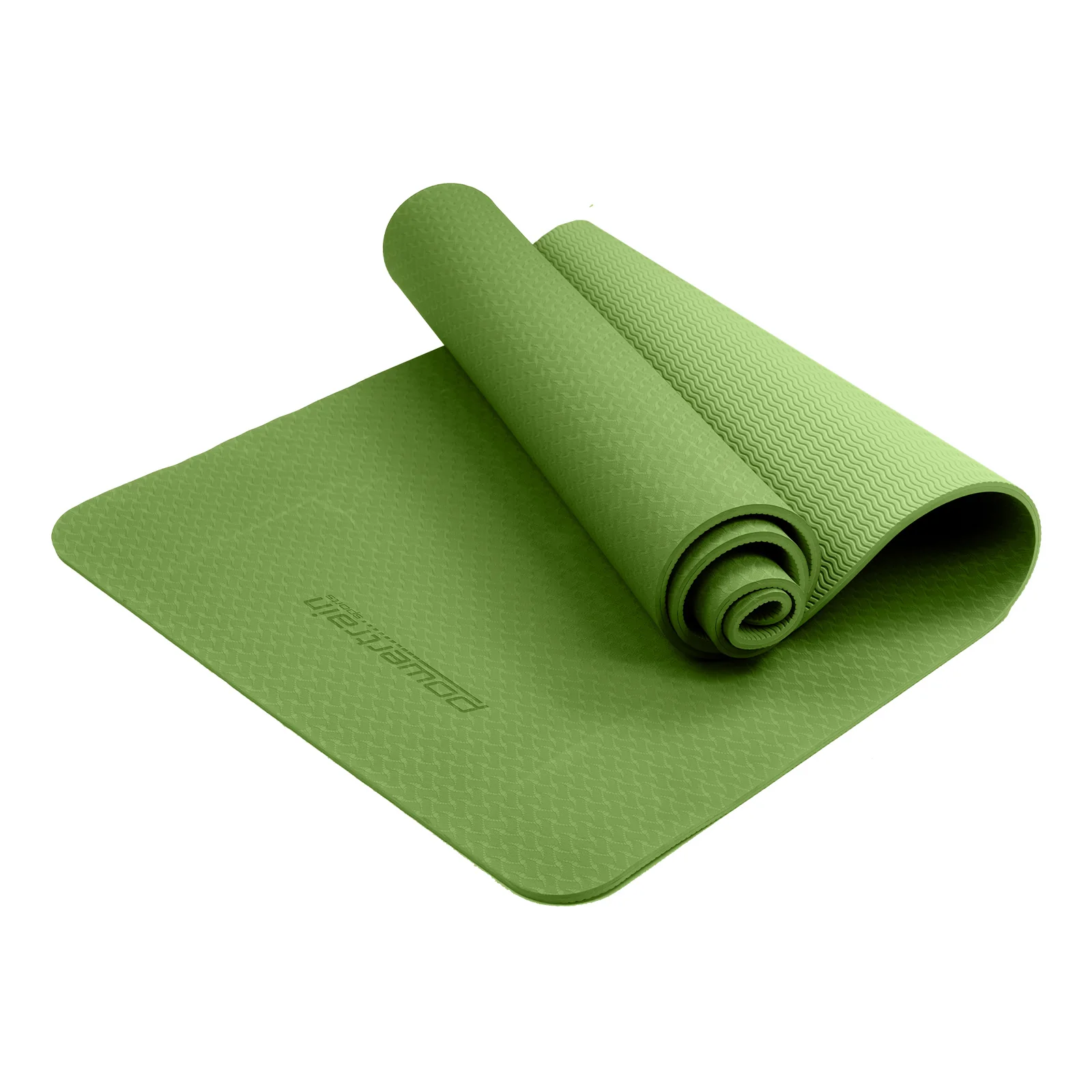 Powertrain TPE Yoga Pilates Exercise Mat 6mm - Green - Image 3